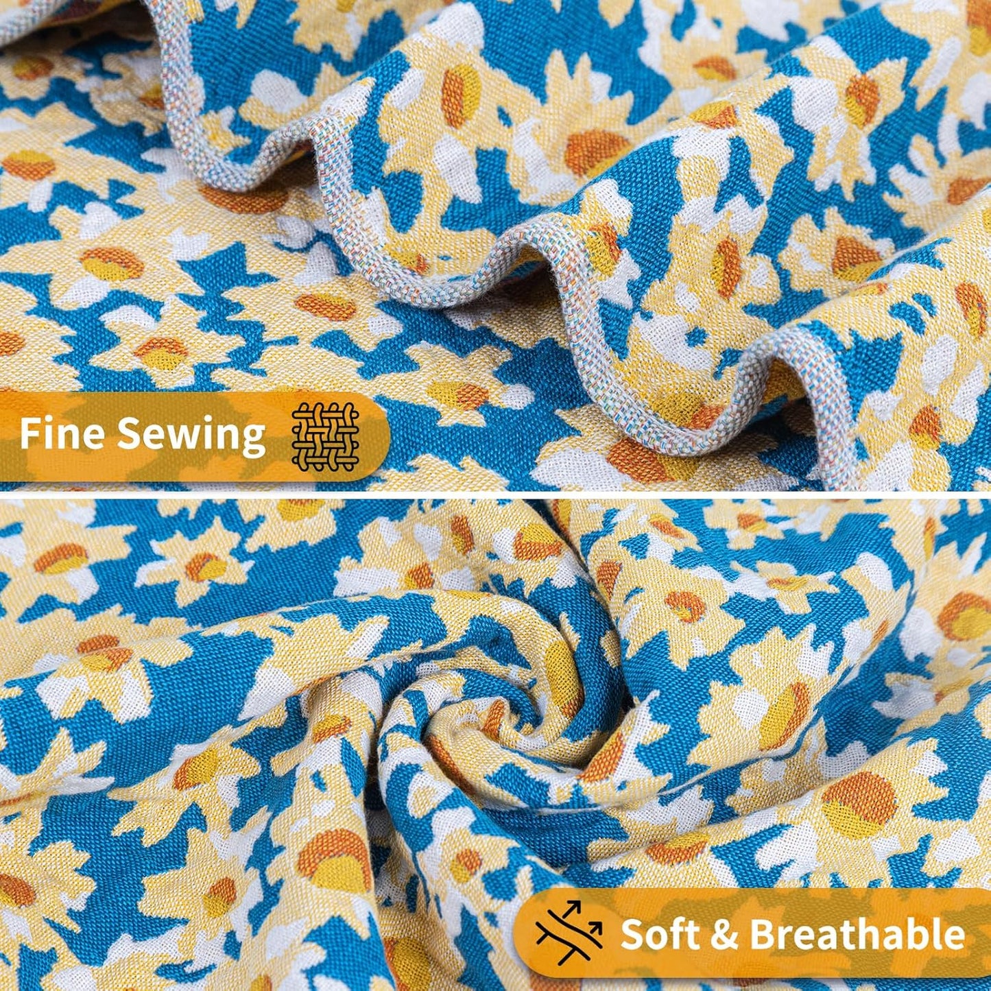 Bath Towels Set, Soft & Thick & Absorbent & Quick Dry, Hotel Towels for Bathroom Luxury, Beach Towel (Floral Dark Cyan, 2 Bath Towels+4 Hand Towels)