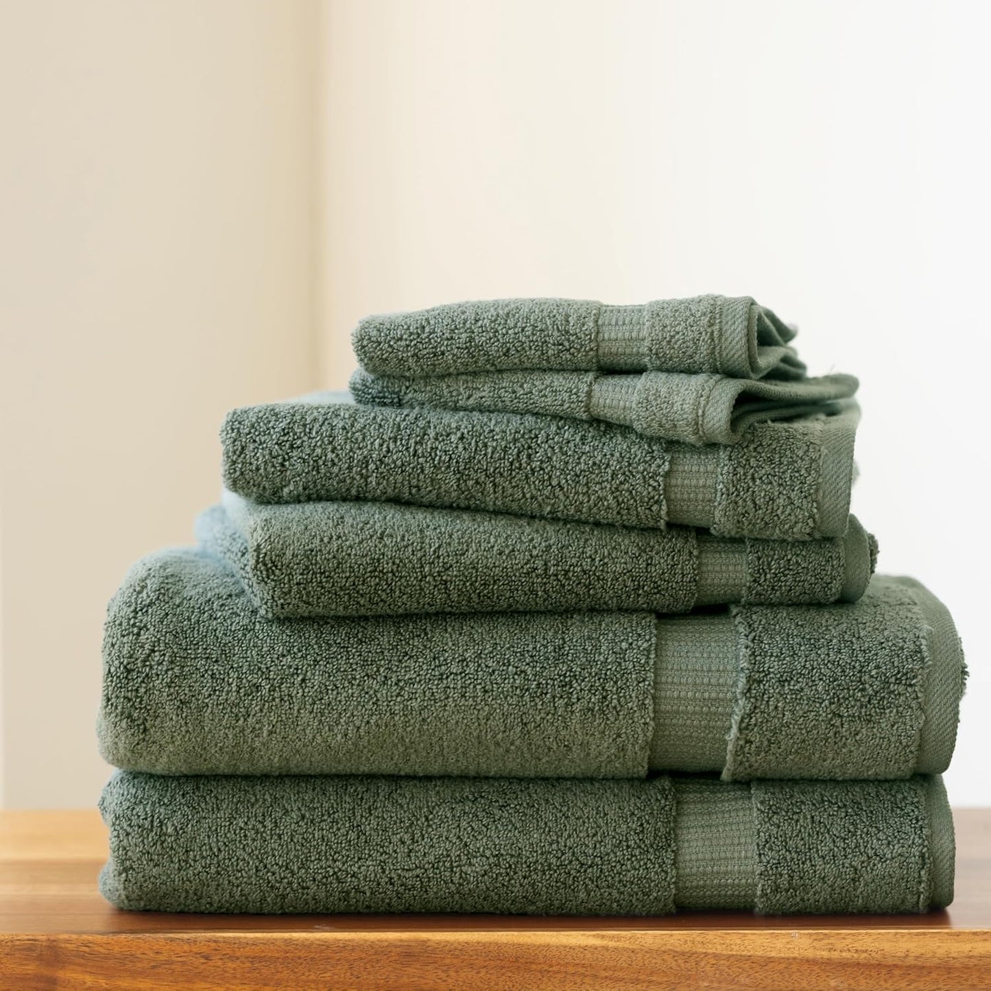 SALBAKOS 100% Turkish Cotton 6-Piece Towel Set | Heirloom Quality Hotel & Spa Collection | Soft, Super Absorbent 2 Washcloth, 2 Hand, 2 Bath Towel Sets | Made in Turkey (Green, 6 Piece Towel Set)