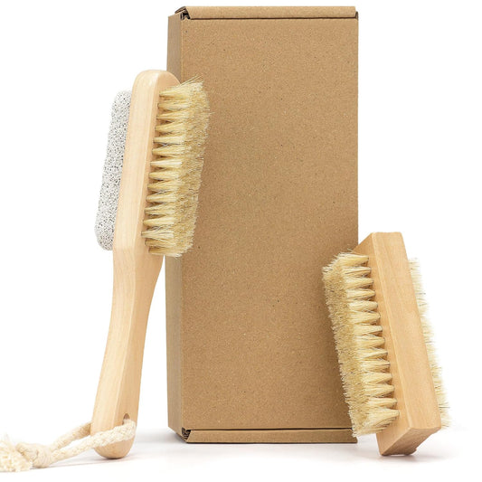 Wooden Nail Cleaning Brush, for Scrubber Hand Fingernails and Toenail As Well As (Pumice) Ankle Exfoliation (2 Pack)
