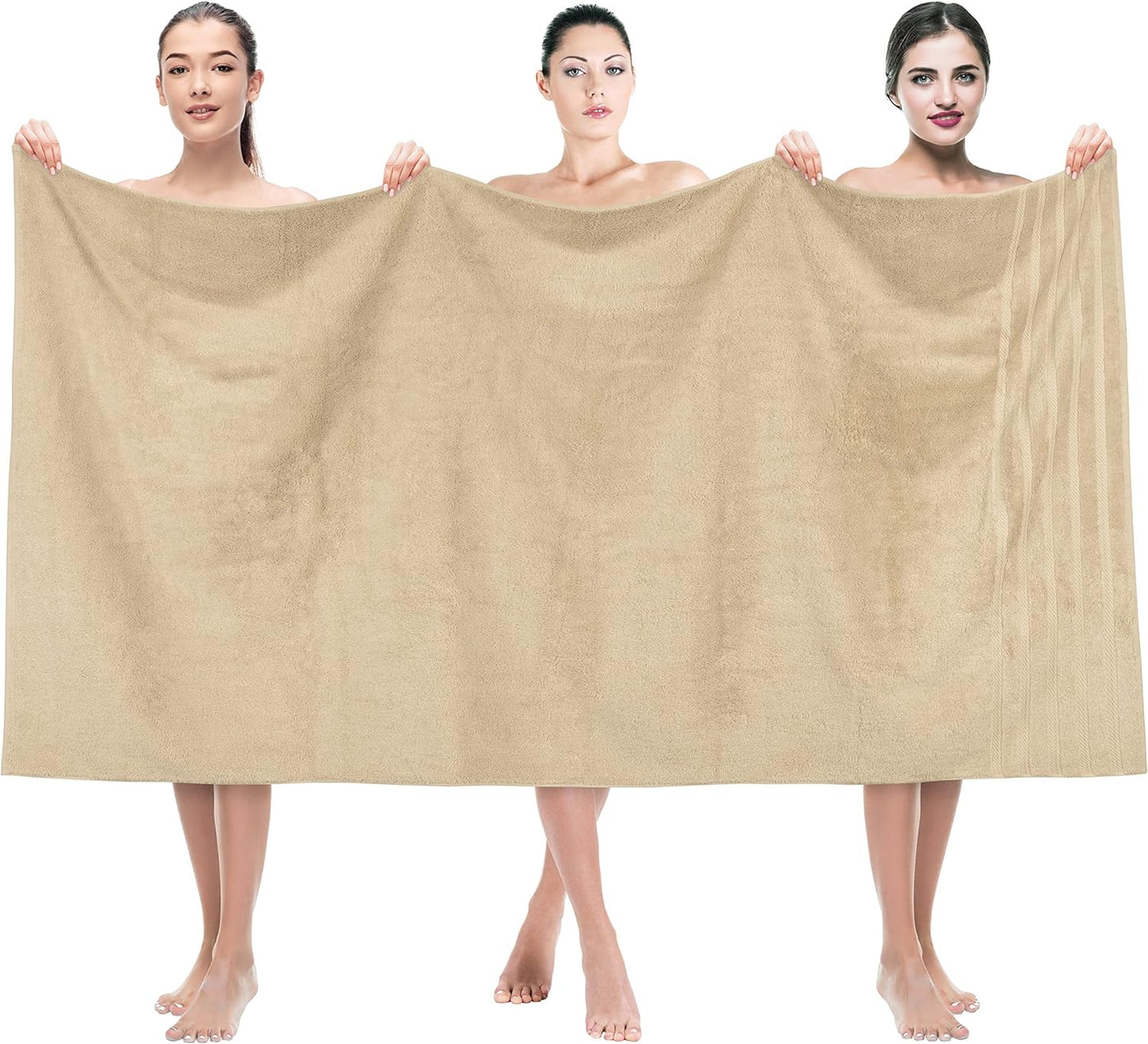 American Soft Linen 35x70 Jumbo Large Bath Towels, 600 GSM 100% Cotton Turkish Bath Sheet, Oversized Luxury Bath Towels for Bathroom Beach and Pool, Beige