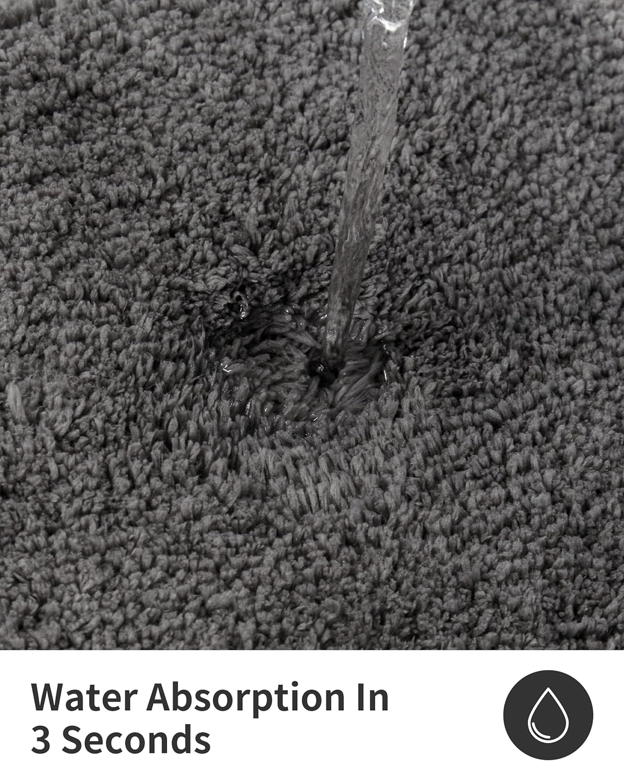 ILANGO Dark Gray Bathroom Rugs 24" × 17" Small Non Slip & Super Absorbent Extra Thick Soft, Washable Bath Mat for Floor, Microfiber Plush Shaggy Bath Rug with Rubber for Bathtub Shower Room Sink