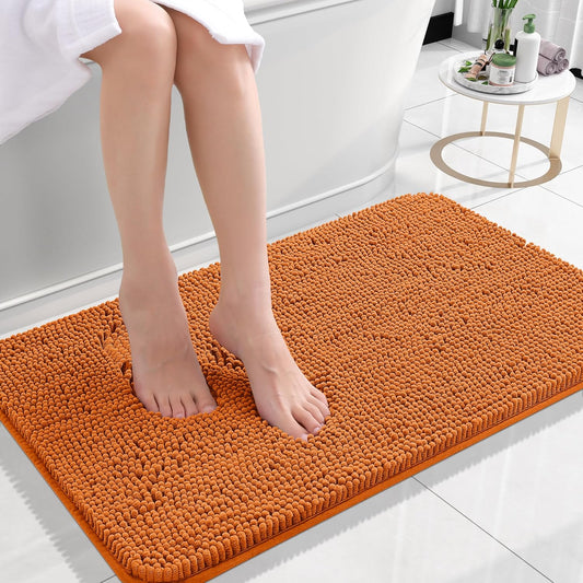OLANLY Bathroom Rugs 24x16, Extra Soft Absorbent Chenille Bath Rugs, Rubber Backing Quick Dry, Machine Washable Bath Mats for Bathroom Floor, Tub and Shower, Home Decor Accessories, Clay