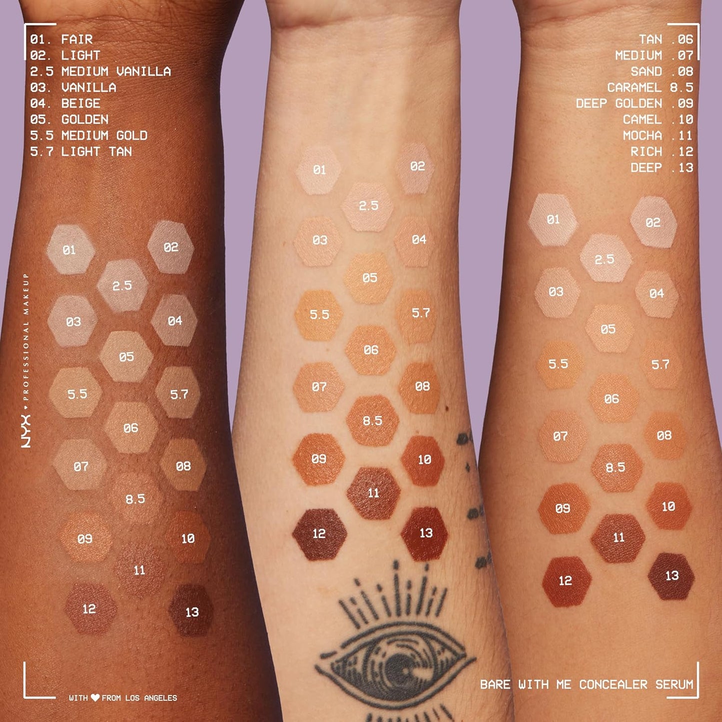 NYX PROFESSIONAL MAKEUP Bare With Me Concealer Serum, Up To 24Hr Hydration - Medium Vanilla