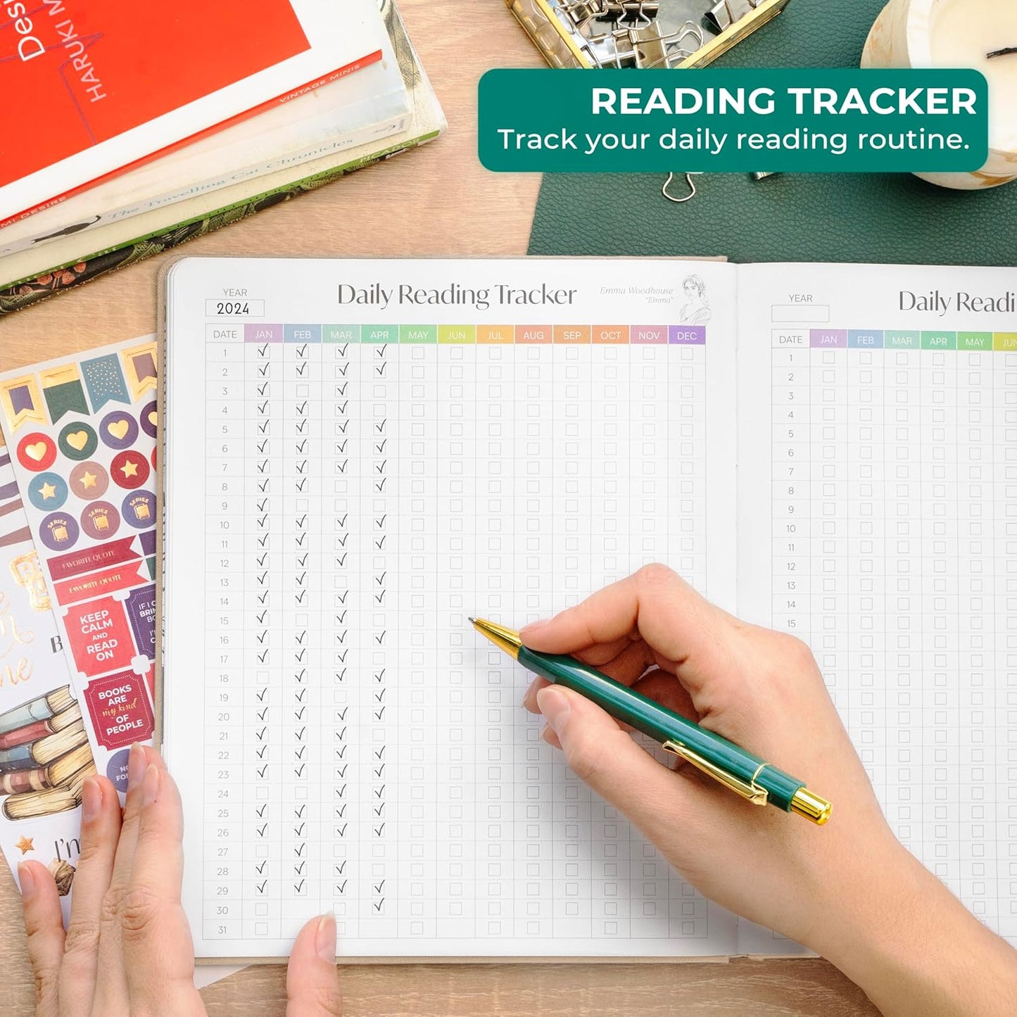 Skyline Reading Journal – Book Review Log & Tracker for Reading Tracking – Accessories & Gift for Book Lover, 7.6x9.2” (Sandstone Debossed)