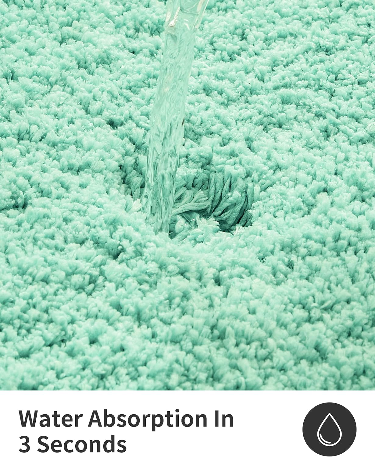 ILANGO Spa Blue Bathroom Rugs 36" × 24" Non Slip & Super Absorbent Extra Thick Soft, Washable Bath Mat for Floor, Microfiber Plush Shaggy Bath Rug with Rubber for Bathtub Shower Room Sink