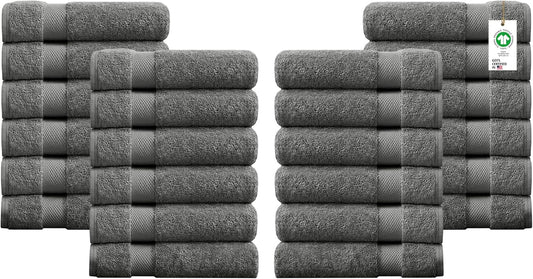 Delara 100% Organic Cotton Towels 650 GSM Plush Feather Touch Quick Dry Wash Cloth, Pack of 24 GOTS Certified, Oeko-Tex Green Certified, Organic Cotton Wash Cloth, 13"X13"