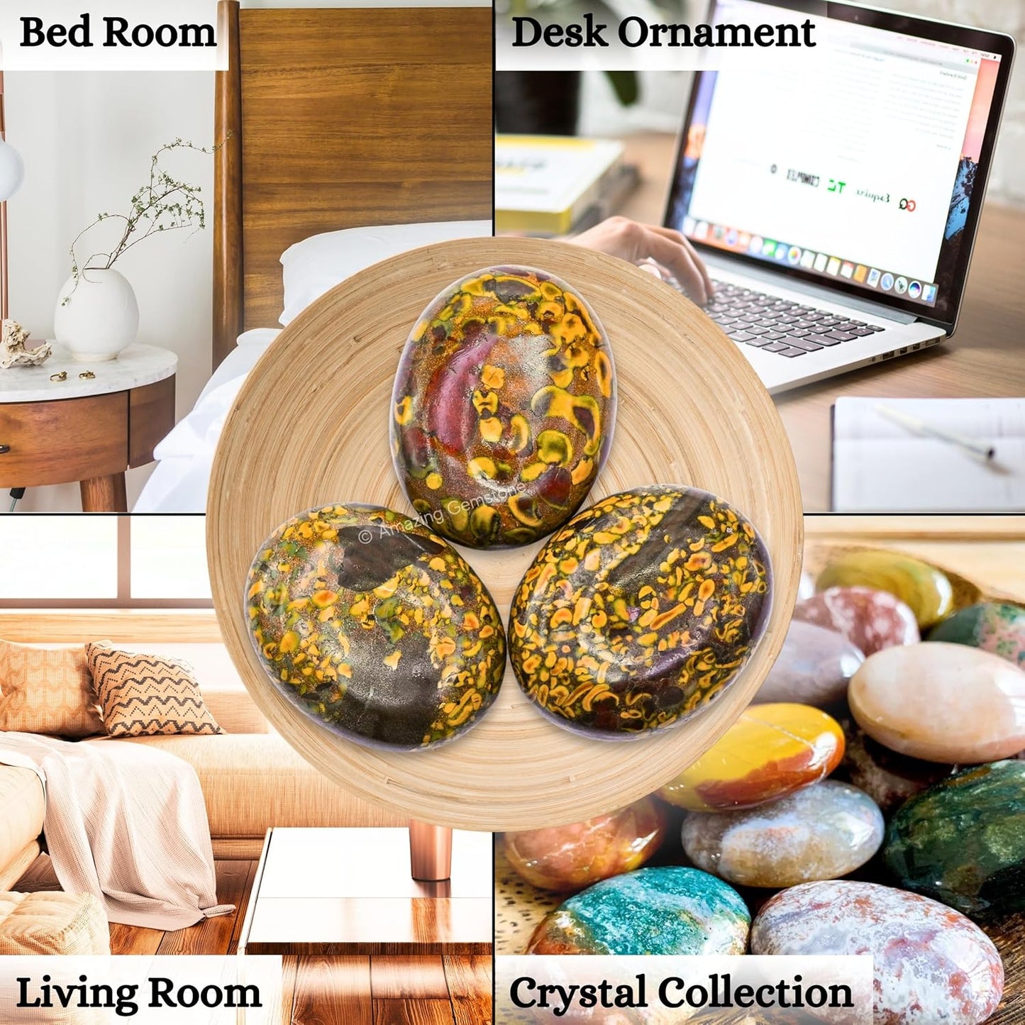 Amazing Gemstone Fruit Jasper Palm Stone - Healing Crystal