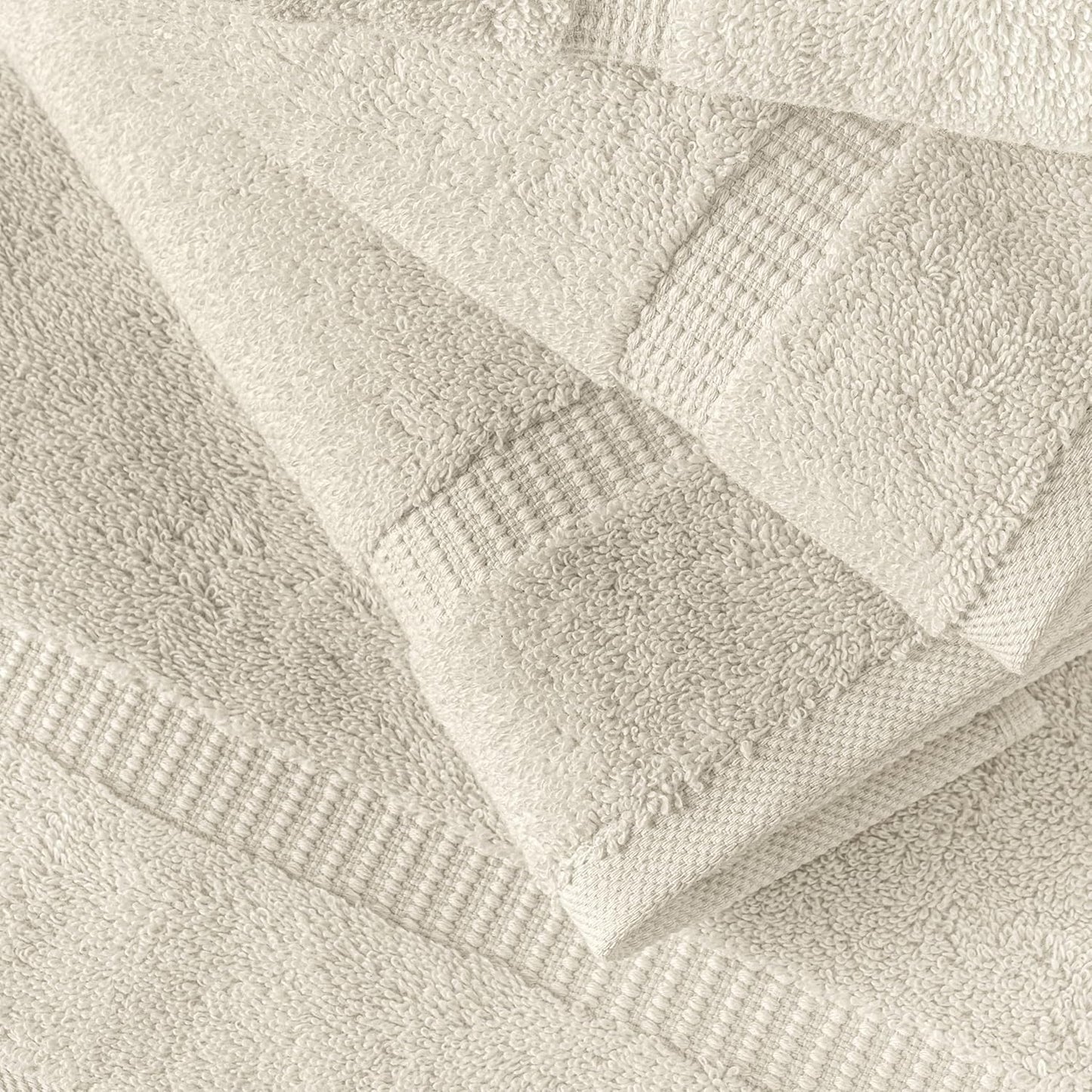 SALBAKOS 100% Turkish Cotton Hand Towel Set of 6 16x30 inch | Heirloom Quality | Hotel & Spa Collection | Ultra Soft, Super Absorbent, Long Lasting Hand Towels | Made in Turkey (Ivory, 6 Hand Towels)