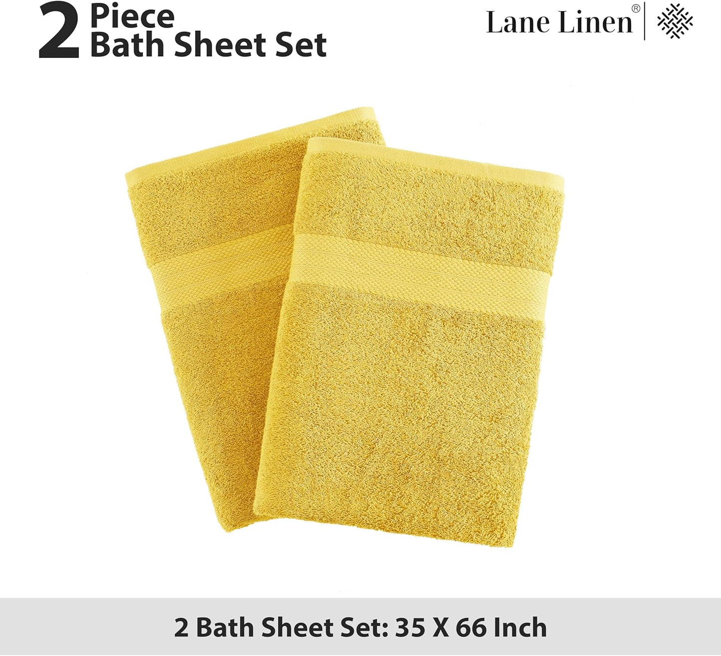 LANE LINEN 100% Cotton 2 Pack Bath Sheets (35"x66") - Ring Spun Cotton - Extra Large Bath Towels Set - Quick Drying, Highly Soft & Absorbent Oversized Bathroom Towel Sets - Hotel Quality - Mimosa