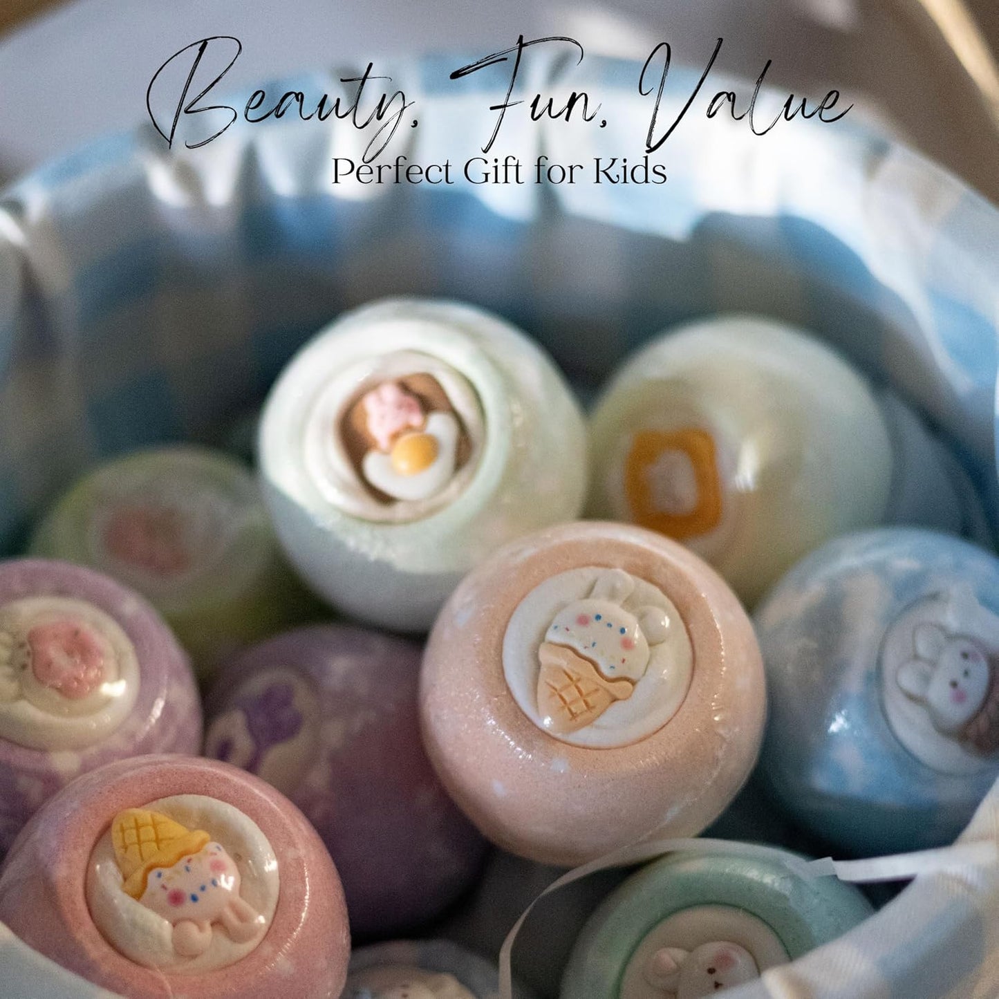 EvolutionUSA 12pc Bloom Bath Bombs with Toys, Adorable Girl Bath Bomb Set, Bubbly Kids Bathbombs, Fizzy Bath Ball, Kids Bath Bombs for Girls, Childrens Bath Bomb Set Birthday, Christmas, Easter