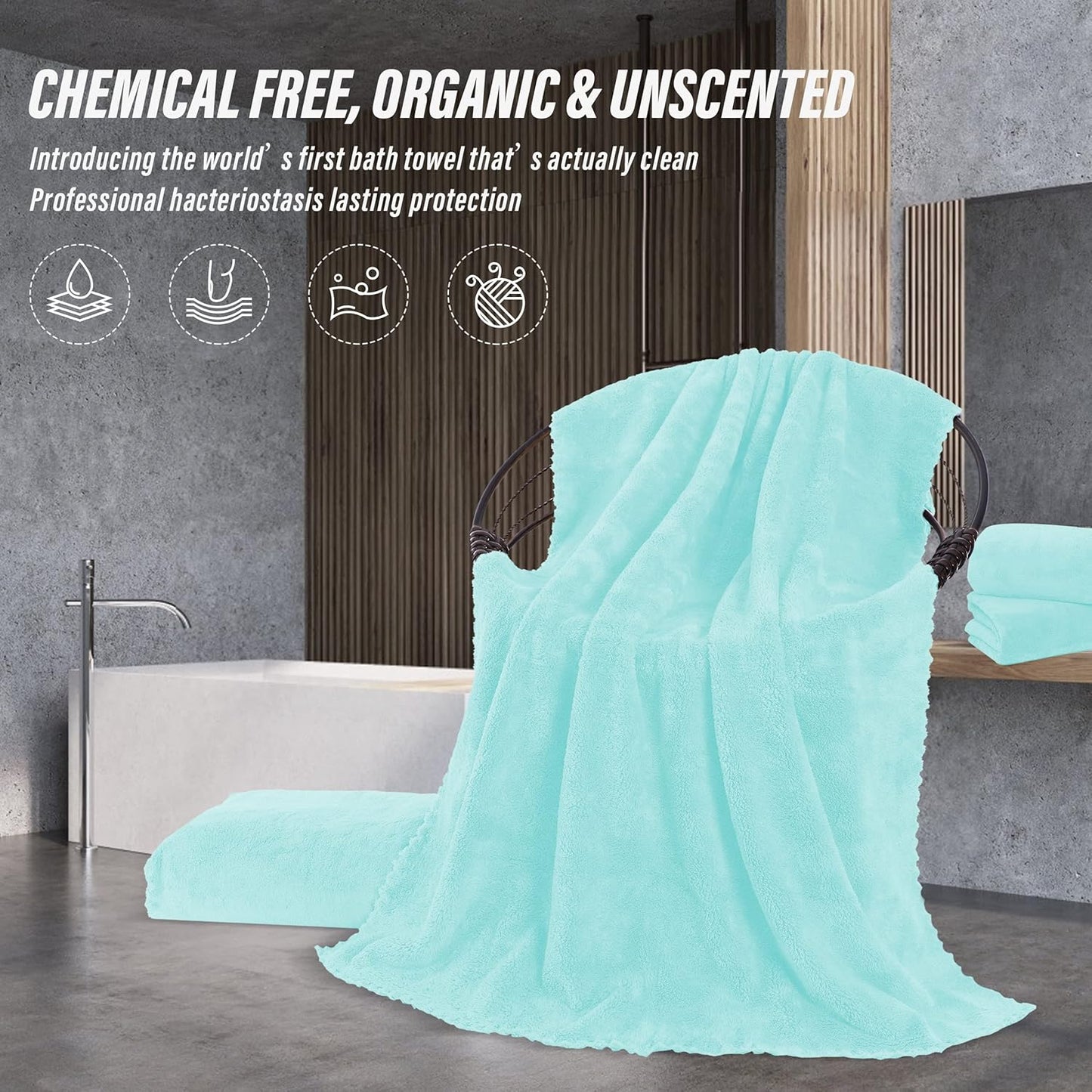 MOONQUEEN 6 Pack Premium Bath Towel Set - Quick Drying - Microfiber Coral Velvet Highly Absorbent Towels - Multipurpose Use as Bath Fitness, Bathroom, Shower, Sports, Yoga Towel (Frozen Blue)