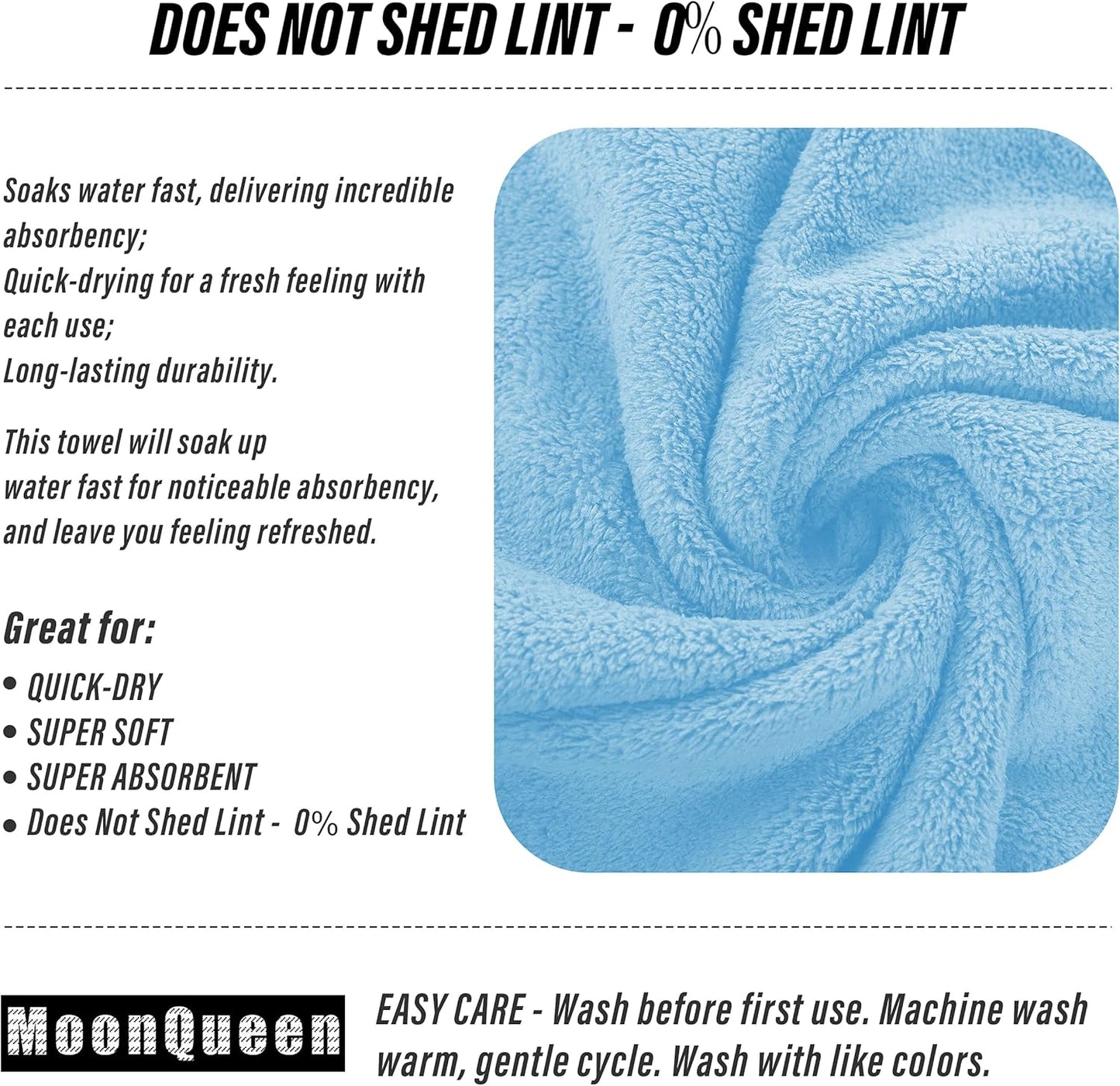 MOONQUEEN 6 Pack Premium Hand Towels - Quick Drying - Microfiber Coral Velvet Highly Absorbent Towels - Multipurpose Use as Hotel, Bathroom, Shower, Spa, Hand Towel 16 x 28 inches (Aquamarine)