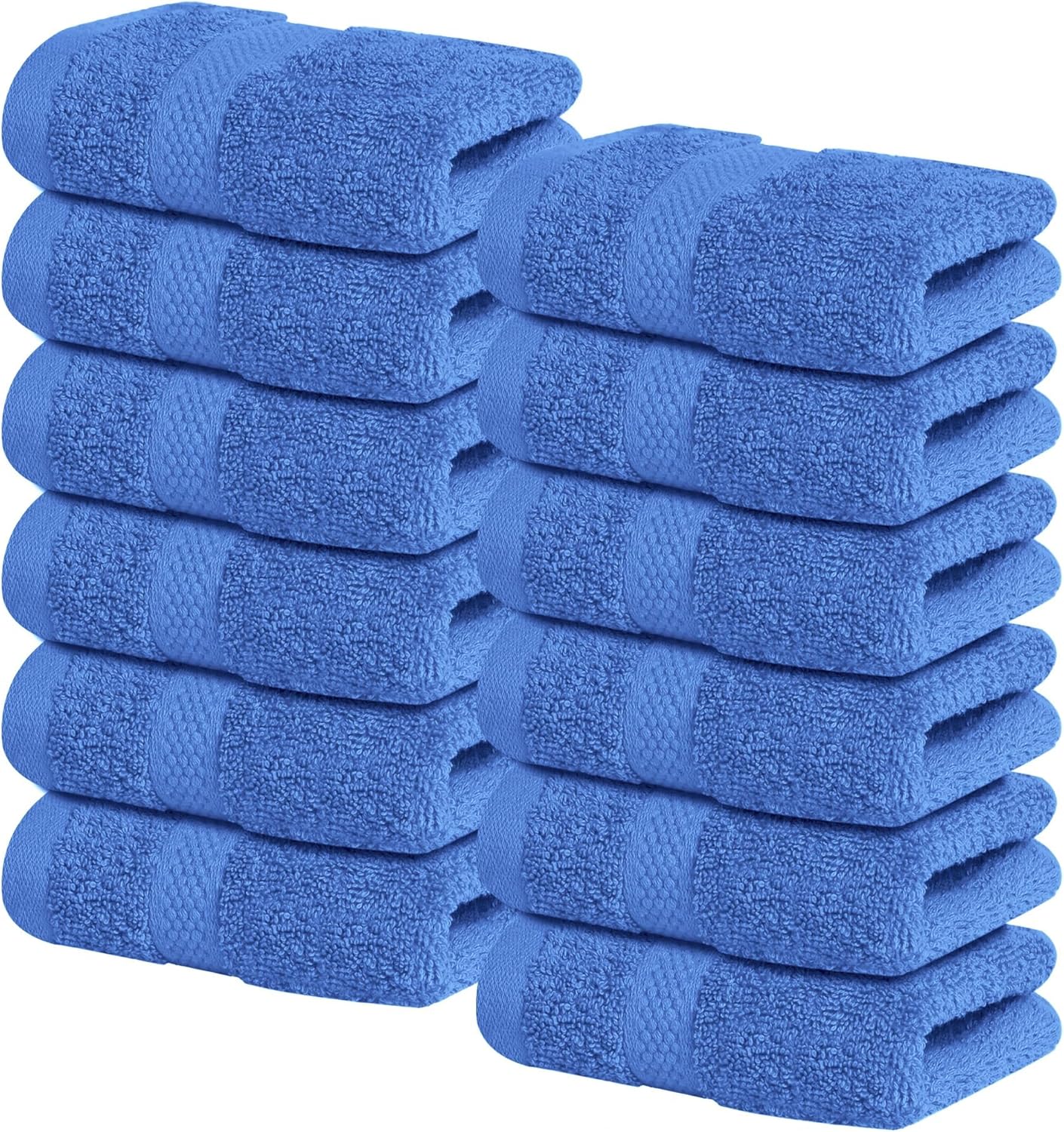 Infinitee Xclusives Luxury Wash Cloths for Showering [13x13] – 100% Cotton Washcloths [Pack of 12], Soft and Absorbent Face Towels for Bathroom Wash Clothes, Gym, and Spa (Eloquent Blue)