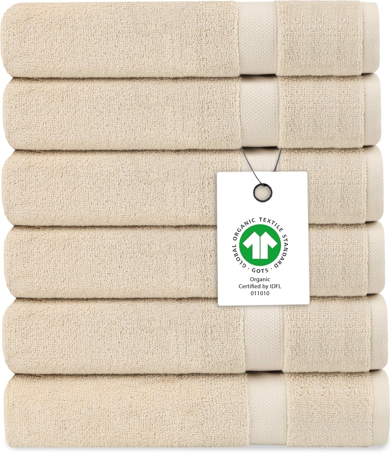 Delara Organic Cotton Luxuriously Plush Washcloths Pack of 6 | GOTS & Oeko-TEX Certified | Premium Quality Face Towels | Feather Touch Technology|650 GSM Long Staple|Soft, Quick Dry & Ultra-Absorbent