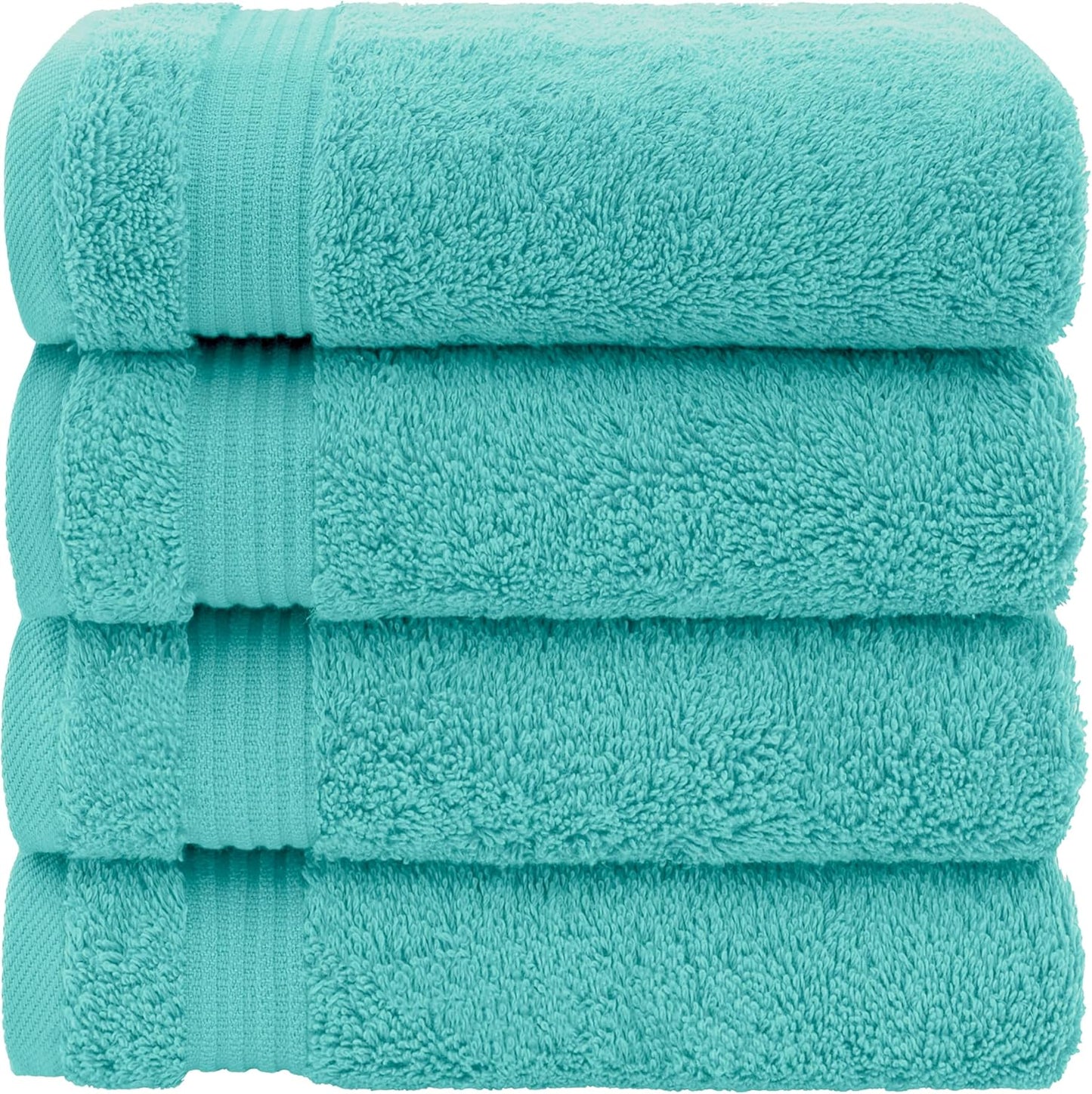 American Veteran Towel, Hand Towels for Bathroom Set of 4, 100% Cotton Turkish Hand Towel Sets, Soft Hand Face Towels, Turquoise Blue Hand Towels
