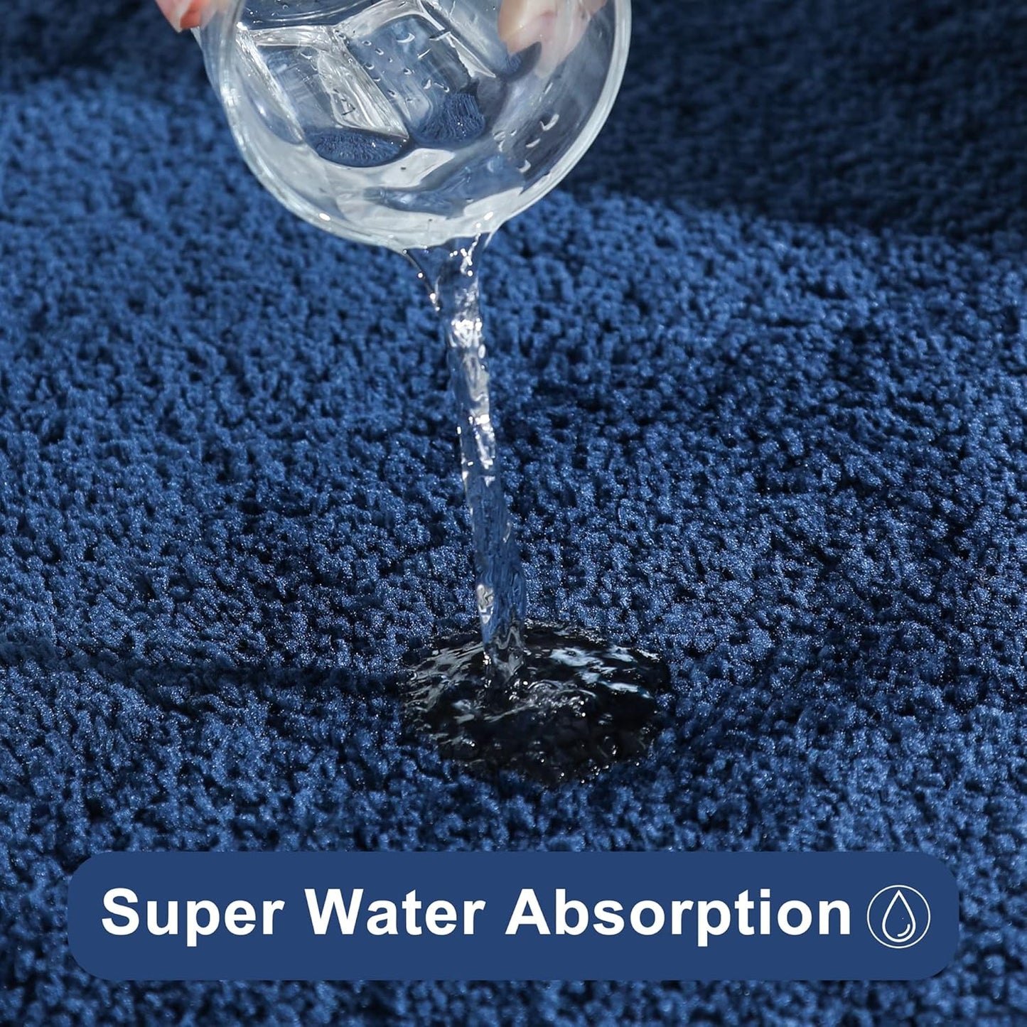 COSY HOMEER Bath Rugs for Bathroom Extra Thick- Anti-Slip Bath Mats Soft Plush Yarn Shaggy 100% Strong Mirco Polyeste Mat Living Room Bedroom Mat Floor Water Absorbent(Navy,24x48 - Inches)