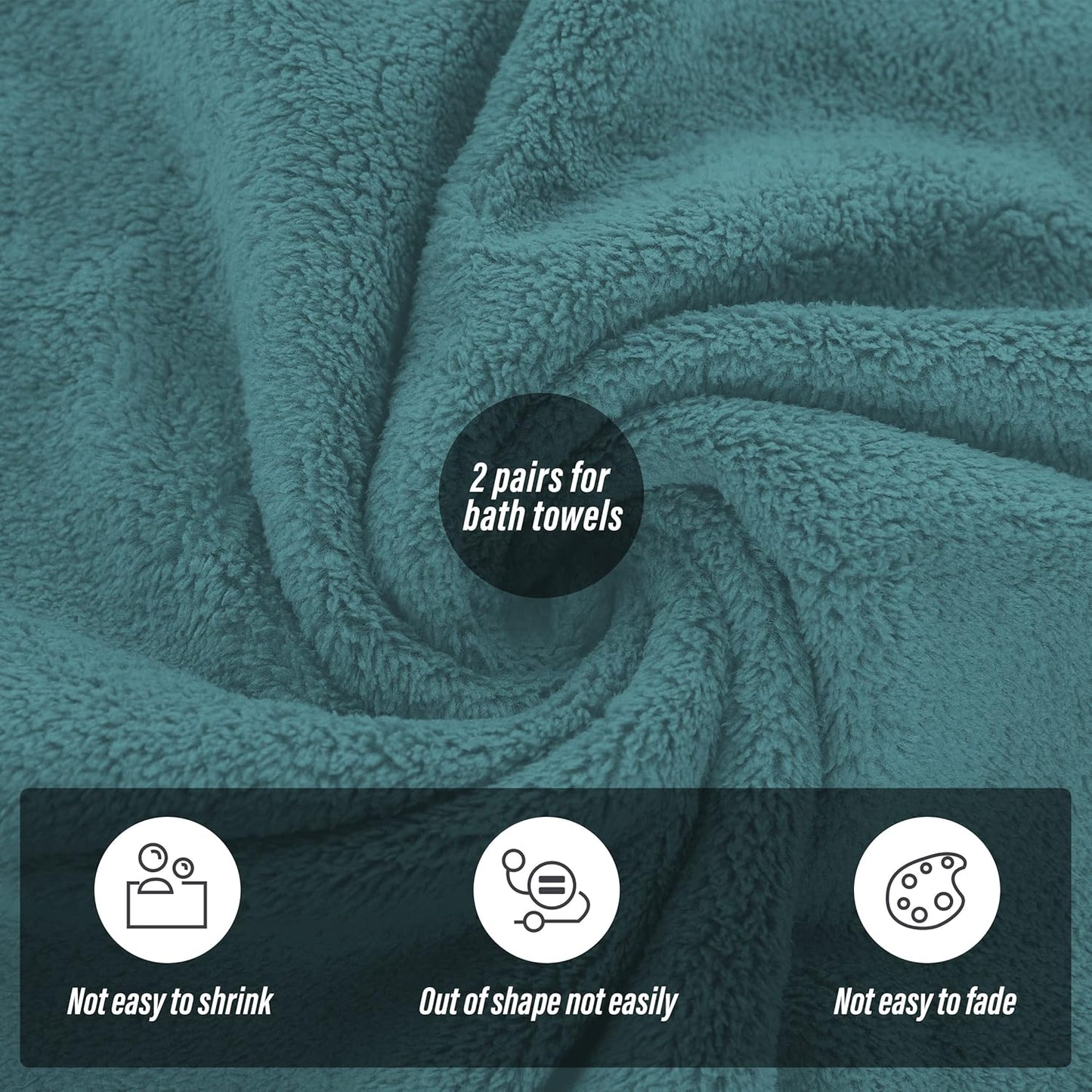 MOONQUEEN 2 Pack Premium Bath Towel Set - Quick Drying - Microfiber Coral Velvet Highly Absorbent Towels - Multipurpose Use as Bath Fitness, Bathroom, Shower, Sports, Yoga Towel (Teal)