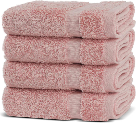 Chakir Turkish Linens | Hotel & Spa Quality 100% Cotton Premium Turkish Towels | Soft & Absorbent (4-Piece Washcloths, Pink)