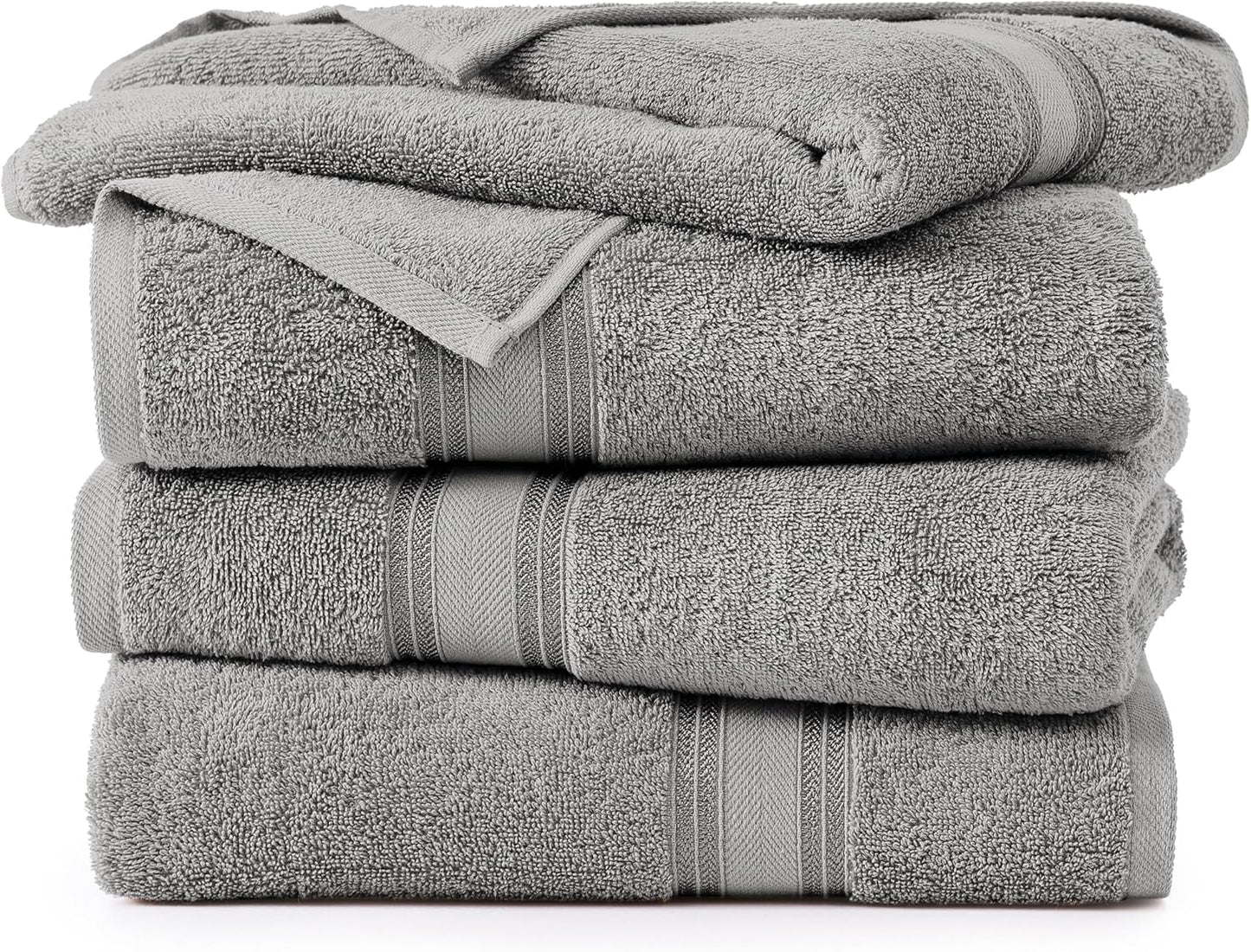 Lane Linen 100% Cotton Bath Sheets Set of 4 (35"x66") - Zero Twist Cotton Extra Large Bath Towels Sets - Quick Dry, Soft & Absorbent Oversized Grey Towels Set - Pre Shrunk, Fade Resistant - Space Grey