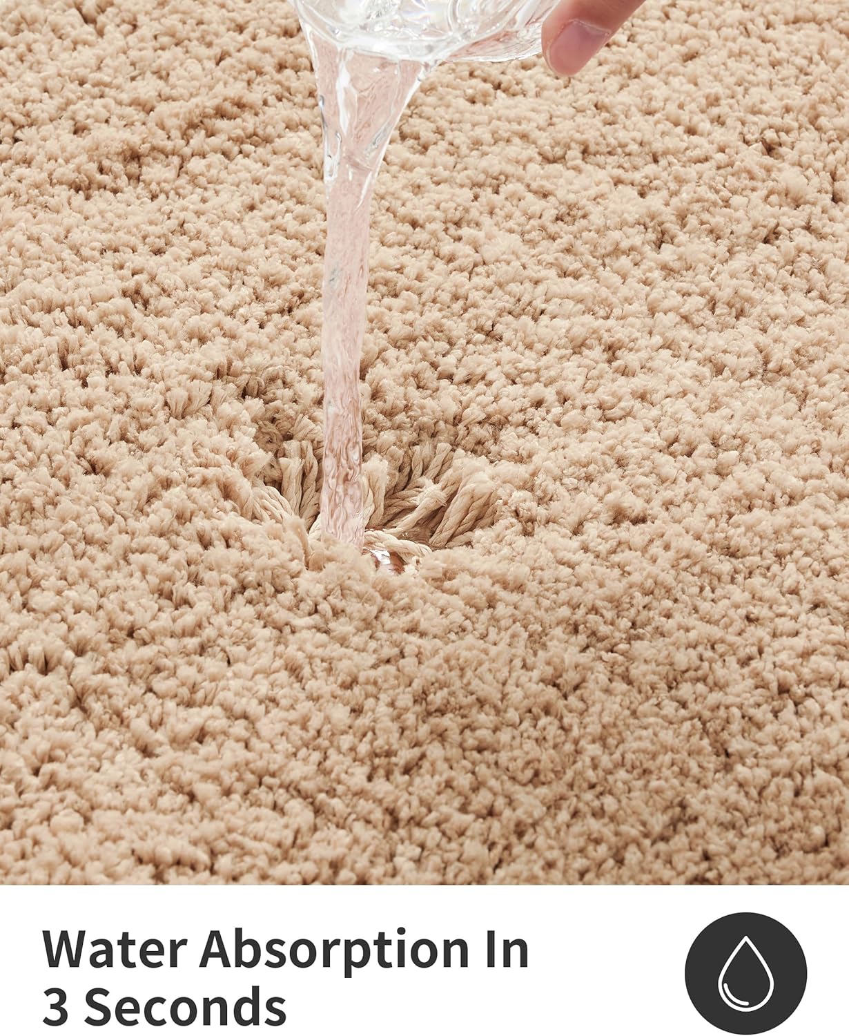 ILANGO Beige Bathroom Rugs 36" × 24" Non Slip & Super Absorbent Extra Thick Soft, Washable Bath Mat for Floor, Microfiber Plush Shaggy Bath Rug with Rubber for Bathtub Shower Room Sink