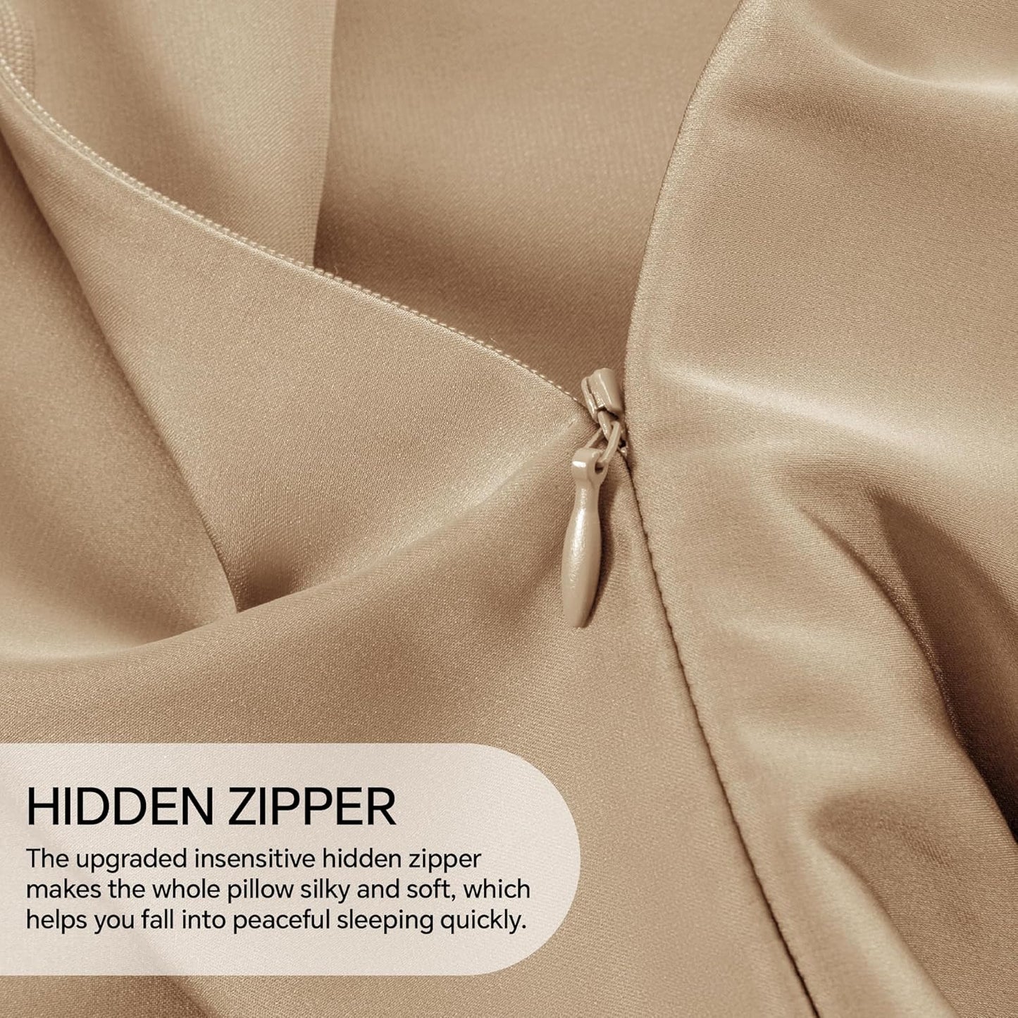 INFIIXSO Mulberry Silk Pillowcase for Hair and Skin, Silk Pillow Cases Standard Size with Hidden Zipper 20x26 Inches, Super Smooth and Soft Cooling Pillow Cases for Hot Sleepers(Champagne, 1 Pack)