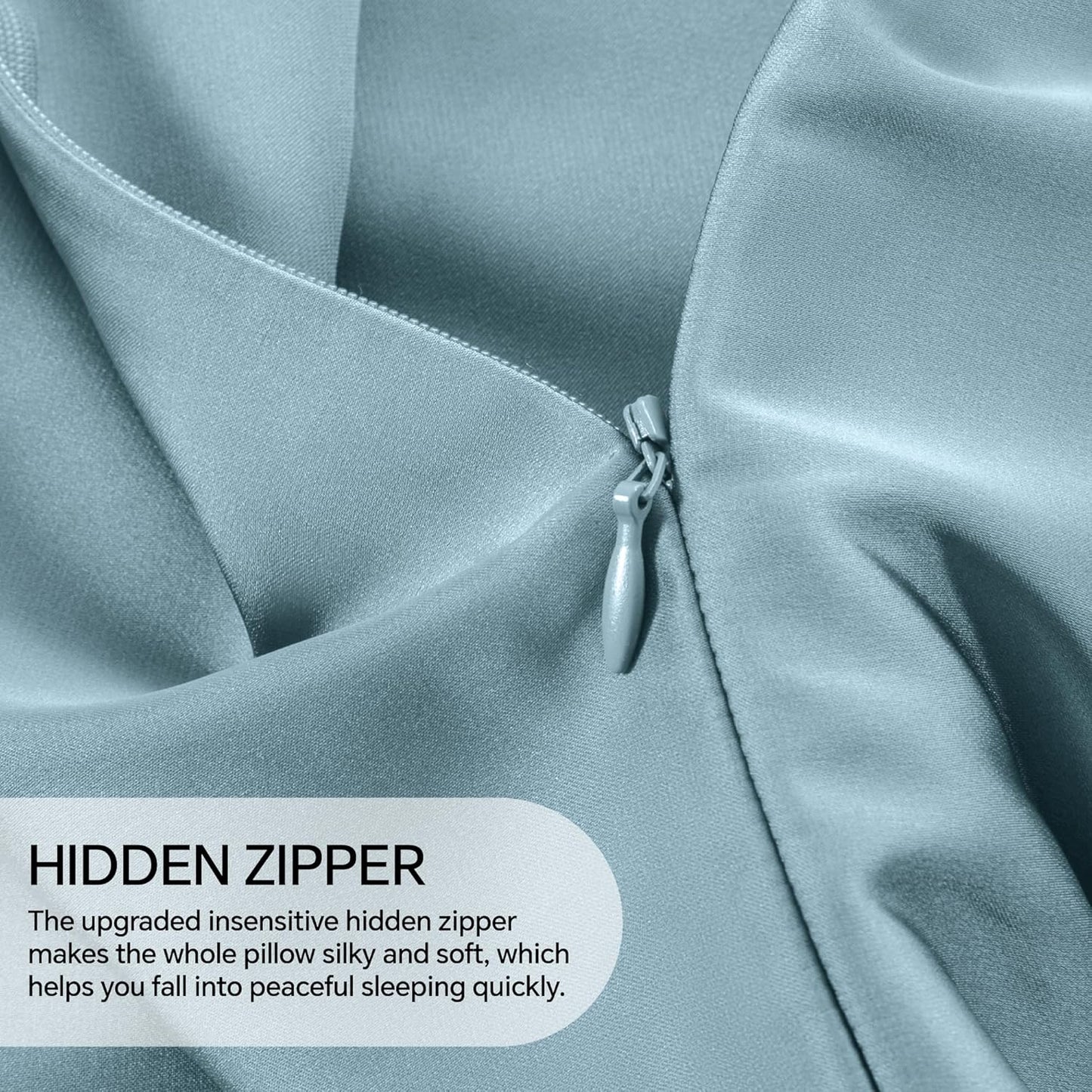 INFIIXSO Mulberry Silk Pillowcase for Hair and Skin, Silk Pillow Cases Queen Size with Hidden Zipper 20"x30", Extraordinary Smooth and Soft Cooling Pillow Cases for Hot Sleepers(Airy Blue, 1 Pack)