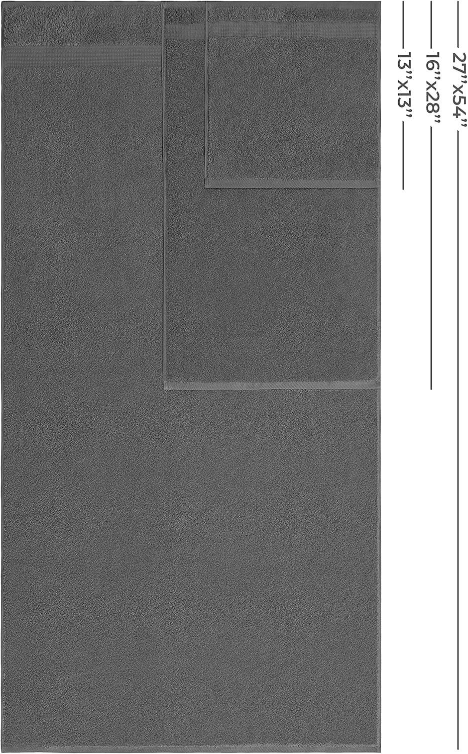 Hotel & Spa Quality Super Absorbent & Soft, Cotton, 6 Piece Turkish Towel Set for Kitchen & Decorative Bathroom Sets Includes 2 Bath Towels 2 Hand Towels 2 Washcloths, Charcoal Grey