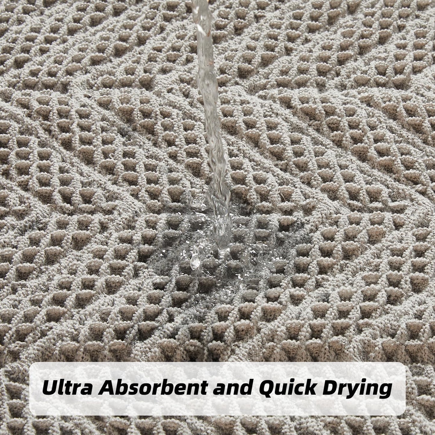 BohoBath Matts,Upgraded Waffle Super Absorbent Bath Mat,Bathroom Rugs Non Slip Washable, Quick Dry Shower Mats, Ultra Soft Bath Mats for Bathroom Floor,Gray,19"*48"