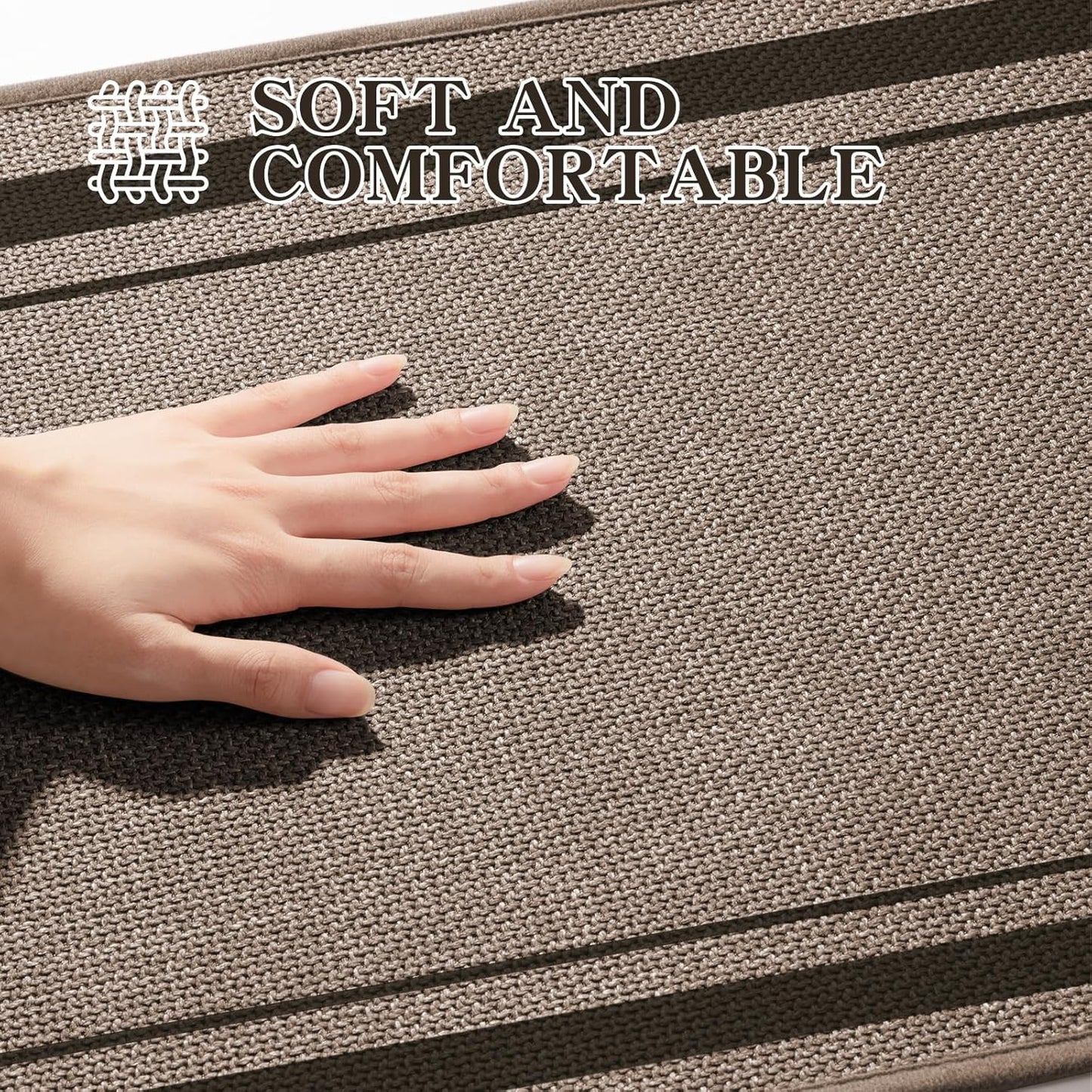 chakme Bathroom Rugs Mat 47x17, Ultra Thin Non Slip Bath Rug Runner Quick Dry Absorbent Bath Mat for Bathroom, (Dark Beige, 47"x17")