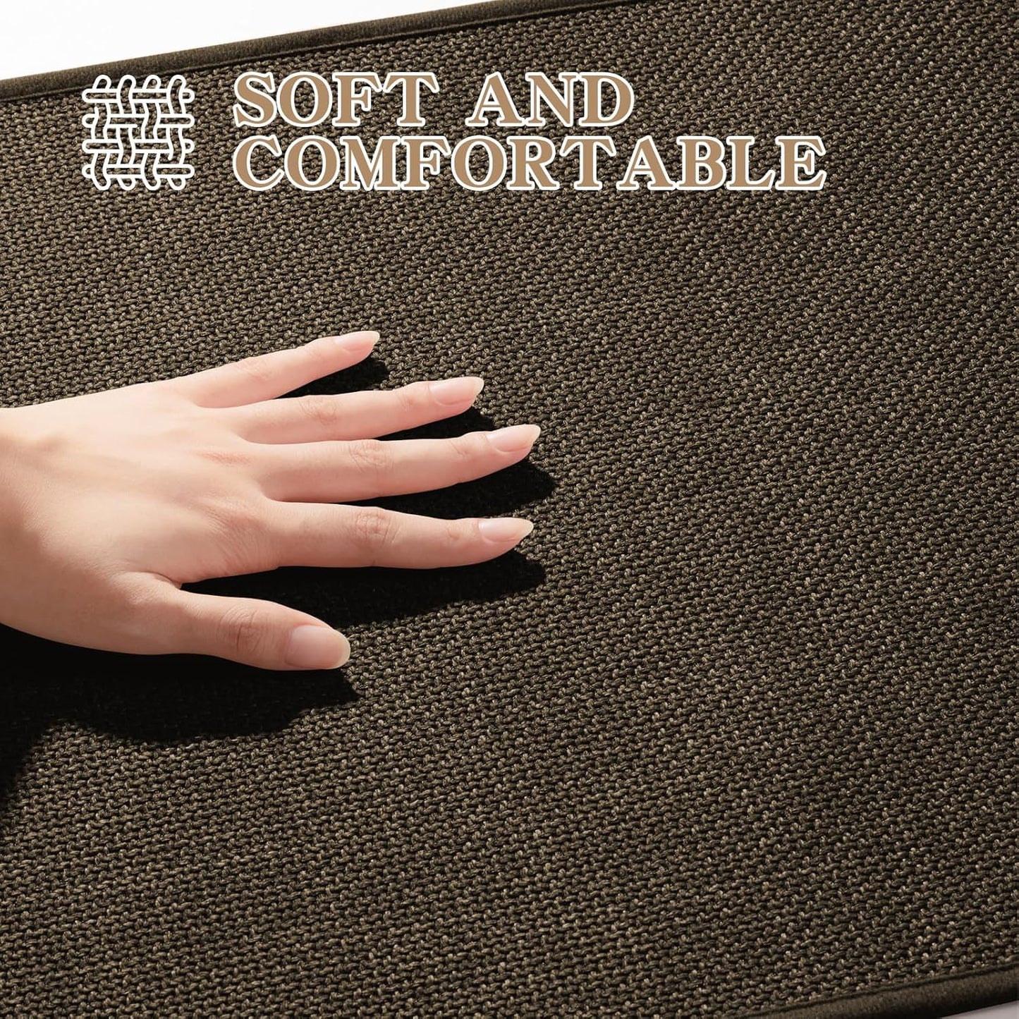 chakme Bathroom Rugs Mat 47x17, Ultra Thin Non Slip Bath Rug Runner Quick Dry Absorbent Bath Mat for Bathroom, (Brown, 47"x17")