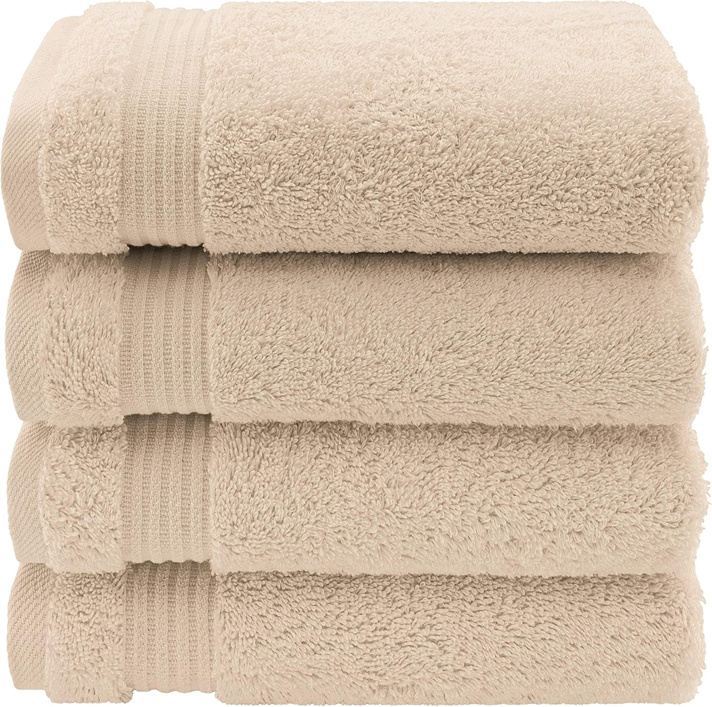 American Veteran Towel, Hand Towels for Bathroom Set of 4, 100% Cotton Turkish Hand Towel Sets, Soft Hand Face Towels, Beige Hand Towels