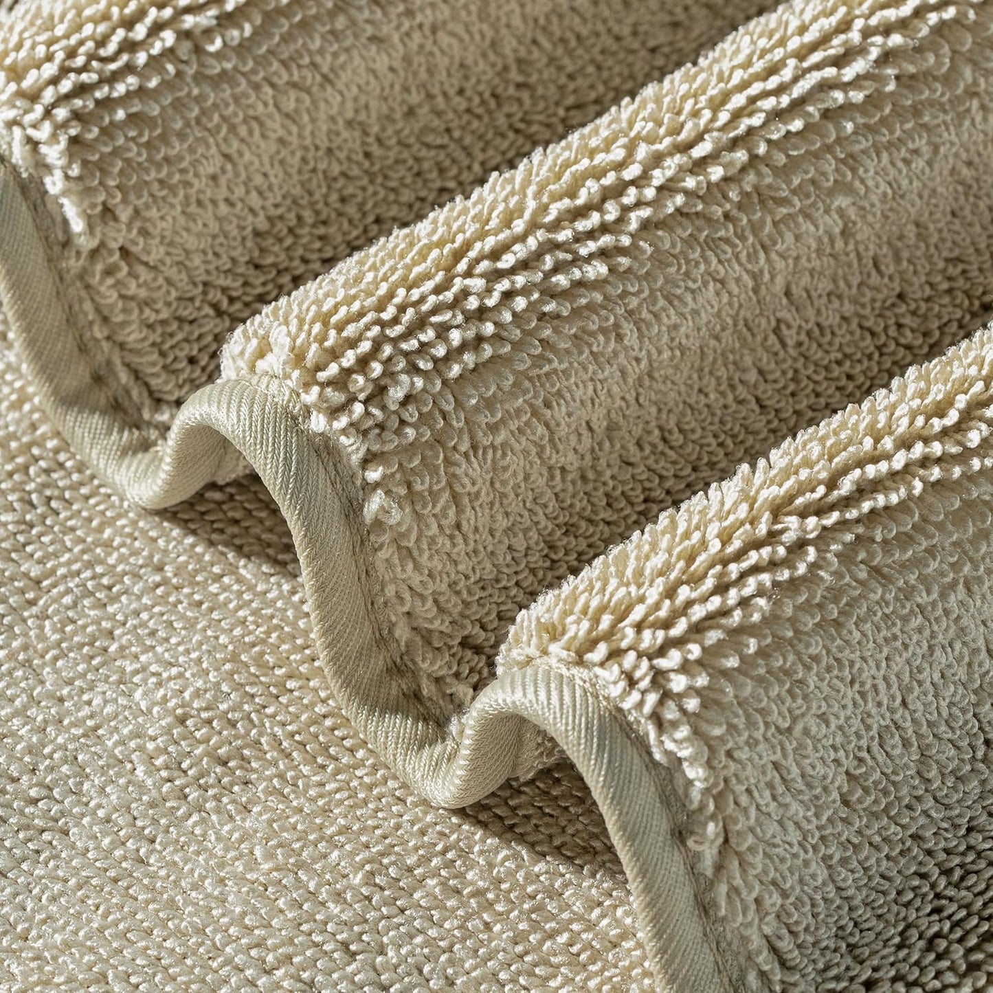 POLYTE Ring Spun Microfiber Oversize Quick Dry Lint Free Bath Towel, 60 x 30 in, Pack of 2 (Beige)