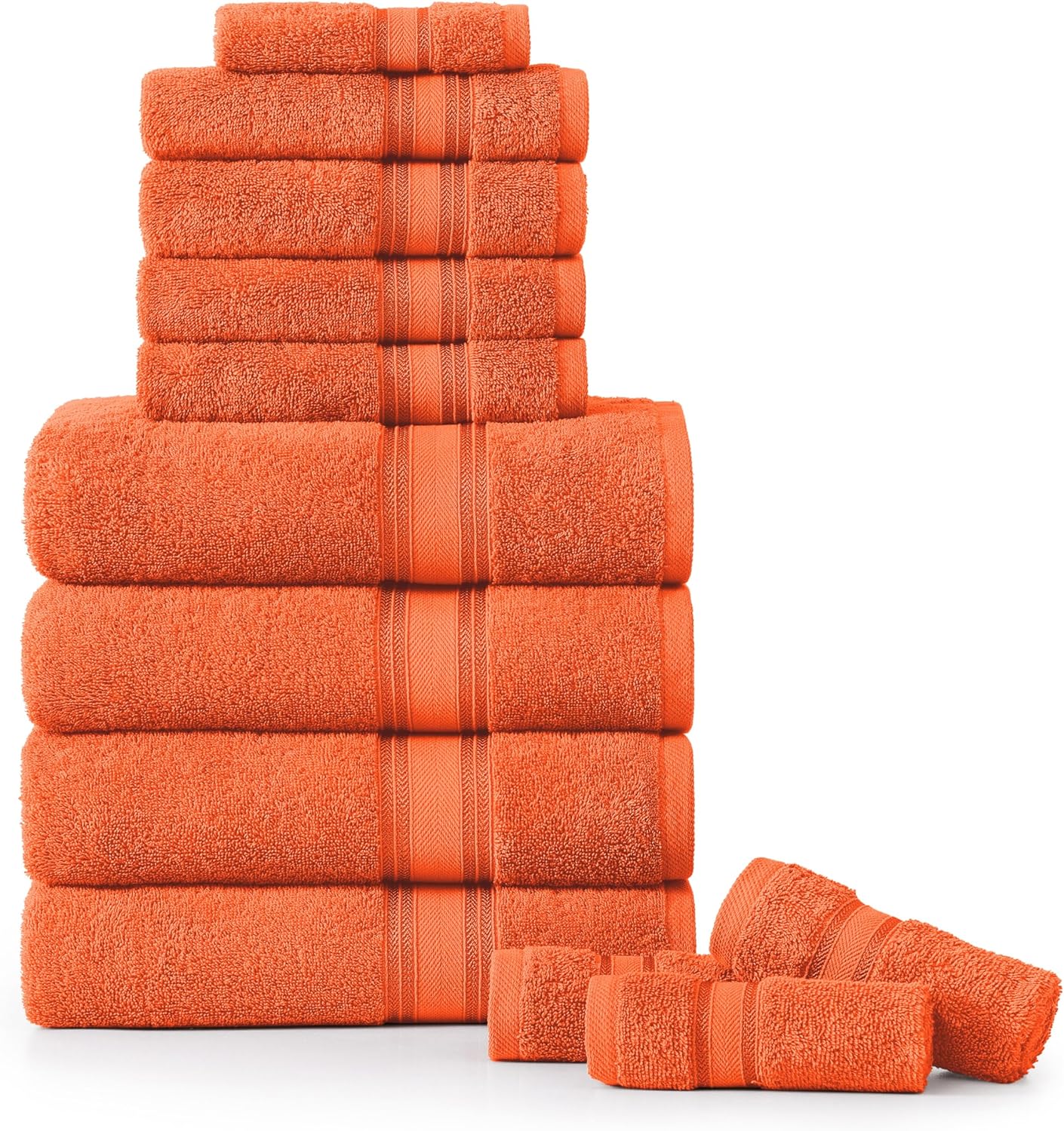 LANE LINEN Luxury 12 Piece Bath Towel Set - 100% Cotton, Rust Color, Absorbent, Quick Dry, Soft, Oeko-Tex Certified, Satisfaction Guarantee