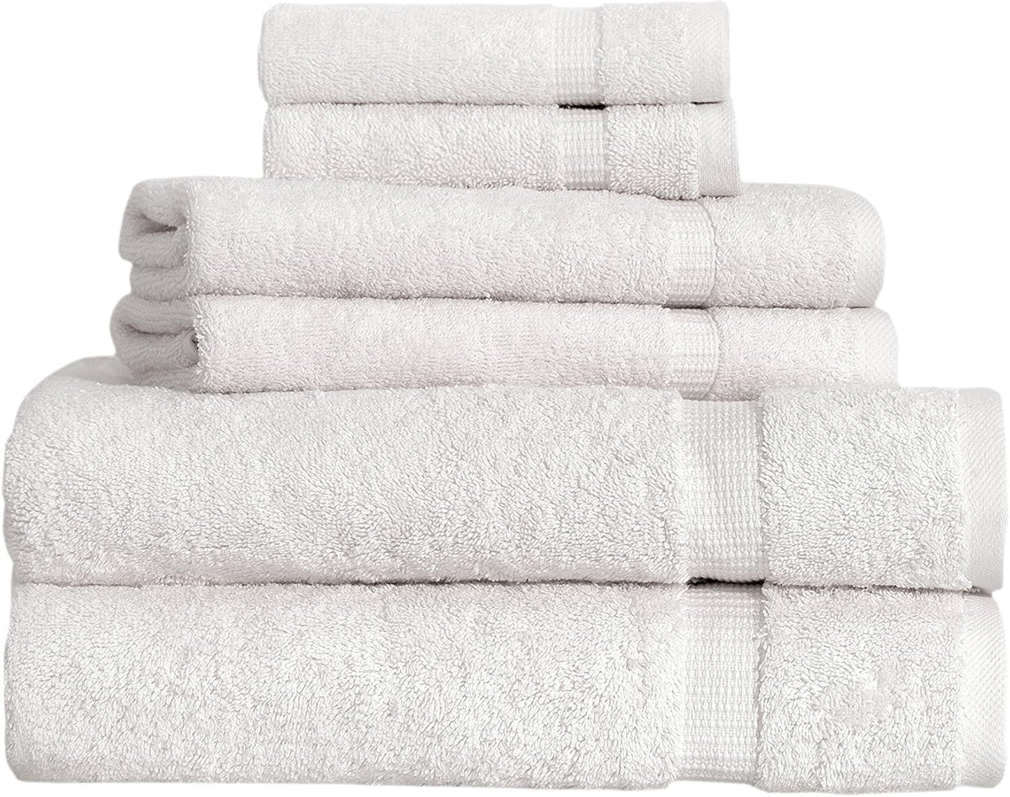 SALBAKOS 100% Turkish Cotton 6-Piece Towel Set | Heirloom Quality Hotel & Spa Collection | Soft, Super Absorbent 2 Washcloth, 2 Hand, 2 Bath Towel Sets | Made in Turkey (Ivory, 6 Piece Towel Set)
