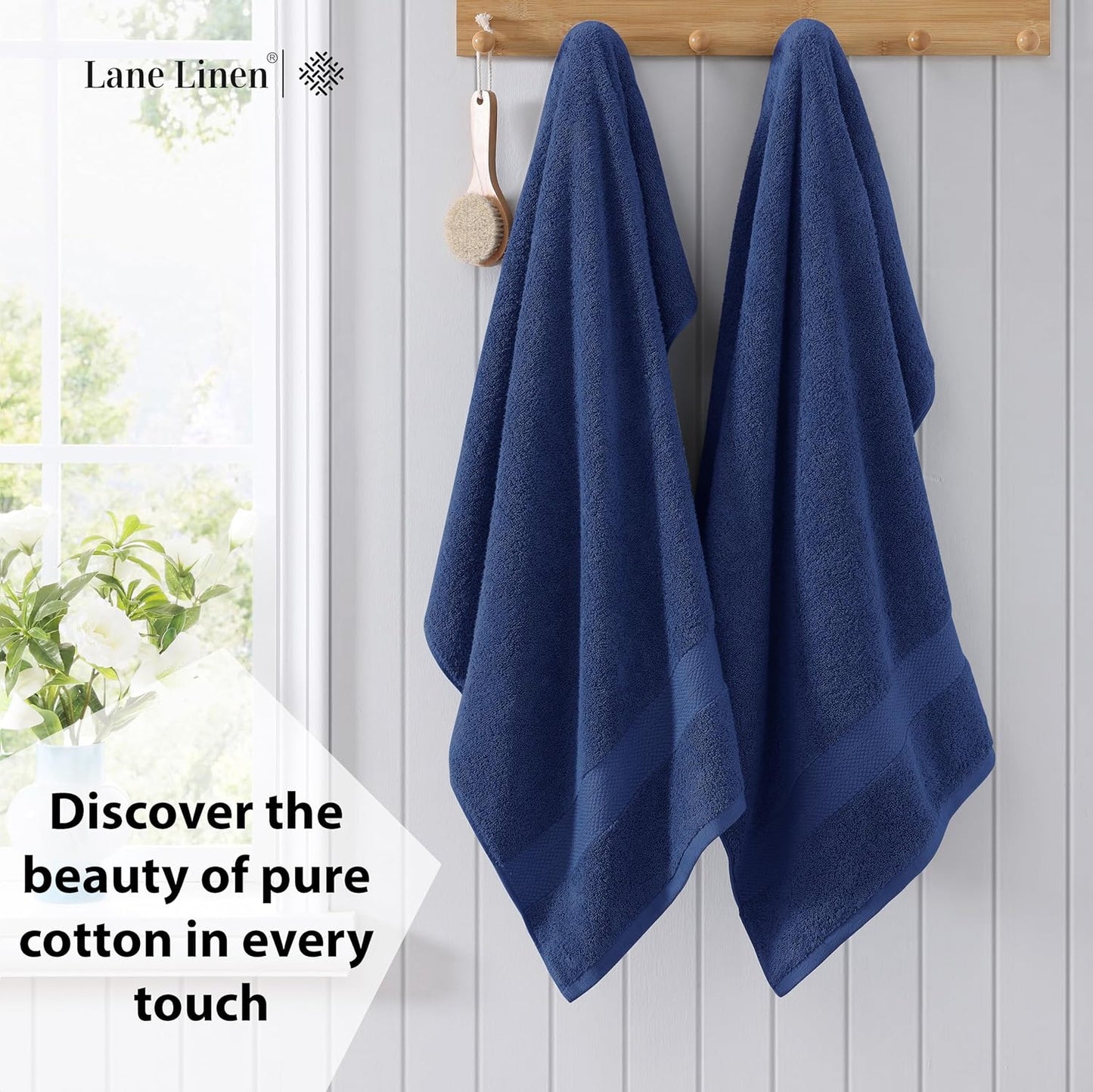 LANE LINEN 100% Cotton Bath Sheets Set of 2 (35"x66") - Ring Spun Cotton Extra Large Bath Towels Set - Quick Dry, Soft & Absorbent Oversized Towel Sets - Holds Well After Multiple Washes - Navy Blue