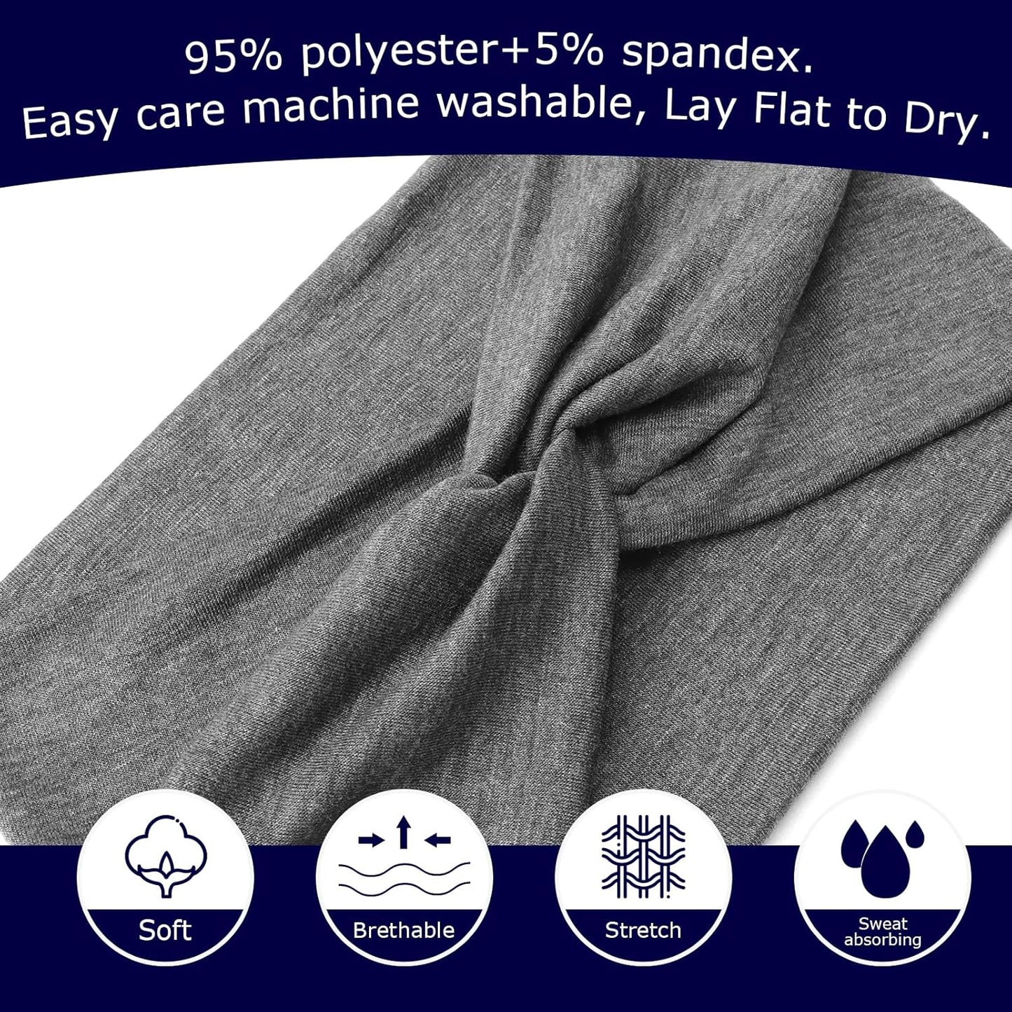 DRESHOW 4 Pack Turban Headbands for Women Wide Vintage Head Wraps Knotted Cute Hair Band Accessories