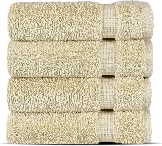 Chakir Turkish Linens | Hotel & Spa Quality 100% Cotton Premium Turkish Towels | Soft & Absorbent (4-Piece Washcloths, Cream)