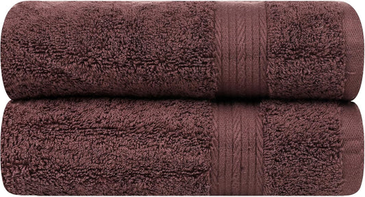 Ample Decor Hand Towel for Bathroom 18 X 28 Inch 600 GSM 100% Cotton, Soft Absorbent - 2 Pcs Brown