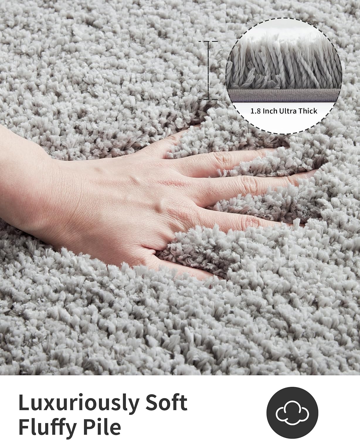 ILANGO Grey Bathroom Rugs 48" × 24" Non Slip & Super Absorbent Extra Thick Soft, Washable Bath Mat for Floor, Microfiber Plush Shaggy Bath Rug with Rubber for Bathtub Shower Room Sink