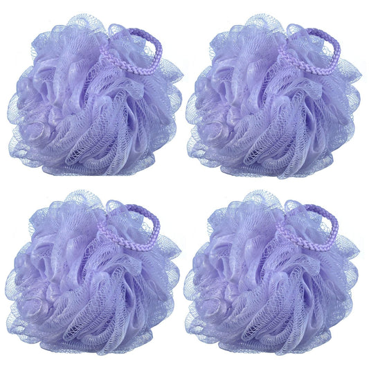 60g/pcs Purple Mesh Bath Sponge Shower Pouf Loofahs Shower Puff Pack of 4 (Purple)