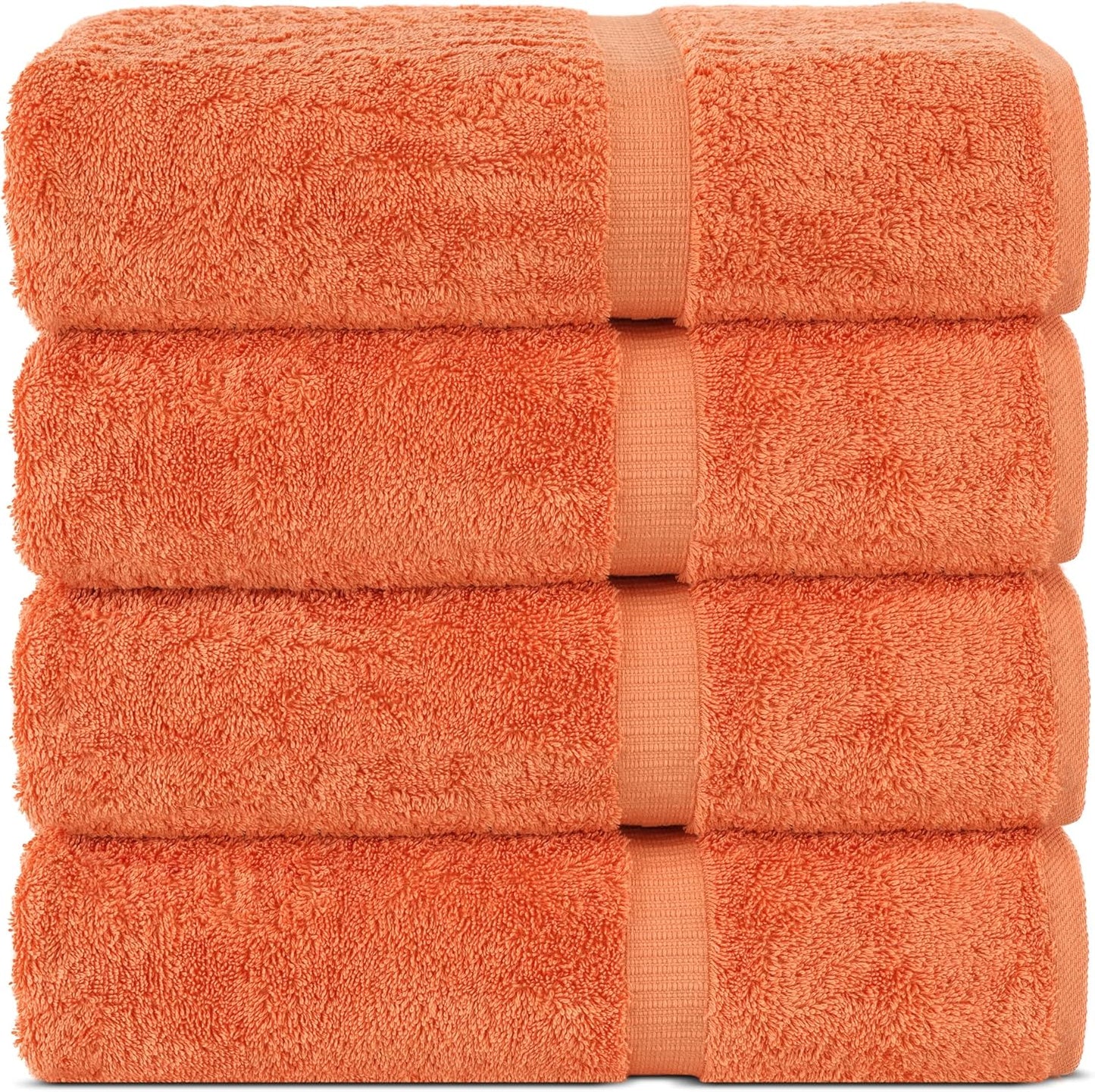 Chakir Turkish Linens | Hotel & Spa Quality 100% Cotton Premium Turkish Towels | Soft & Absorbent (4-Piece Bath Towels, Coral)