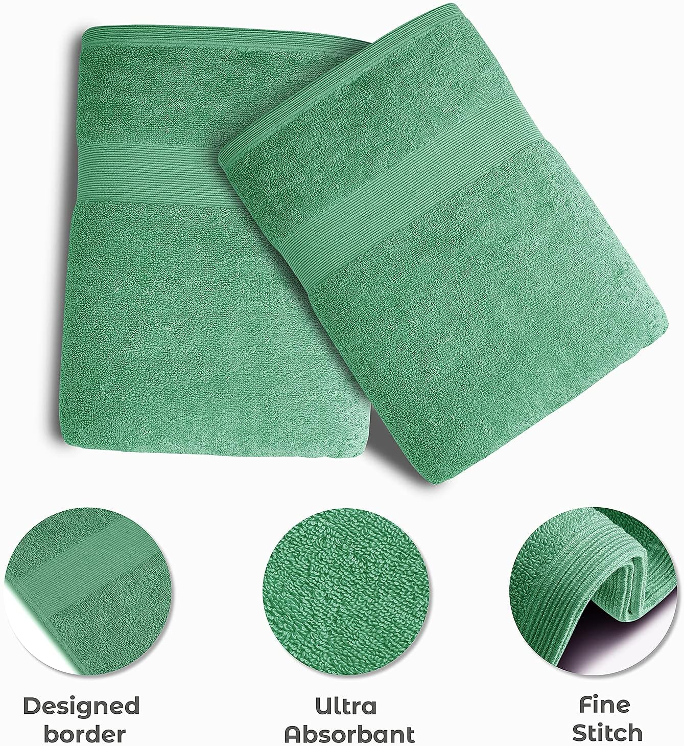 Softolle Luxury Bath Towels Set of 4 (27” x 54”) | Towels for Bathroom | Super Soft | Highly Absorbent Towels for Home, Spa, Gym (Sea Green)