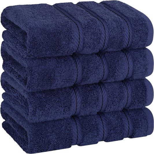 American Soft Linen Luxury Hand Towels for Bathroom, 600 GSM 100% Cotton Turkish 4 Piece Hand Towel Set, 600 GSM Hand Face Towels for Kitchen, Navy Blue Hand Towels