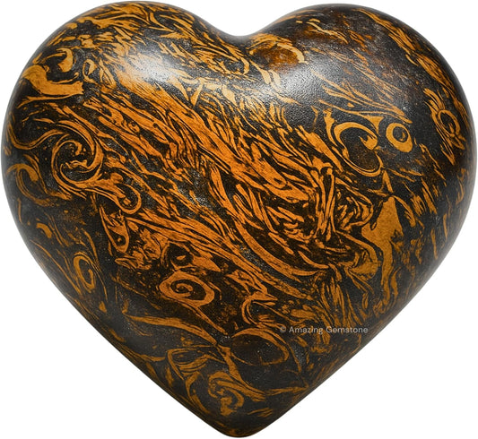 Mariyam Jasper Crystal Heart Palm Stone - Pocket Massage Worry Stone for Natural Body Chakra Balancing, Reiki Healing and Crystal Grid
