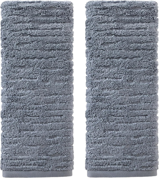 SKL Home CloudSoft Cotton Luxury 2-Piece Hand Towel Set, Smoke Blue