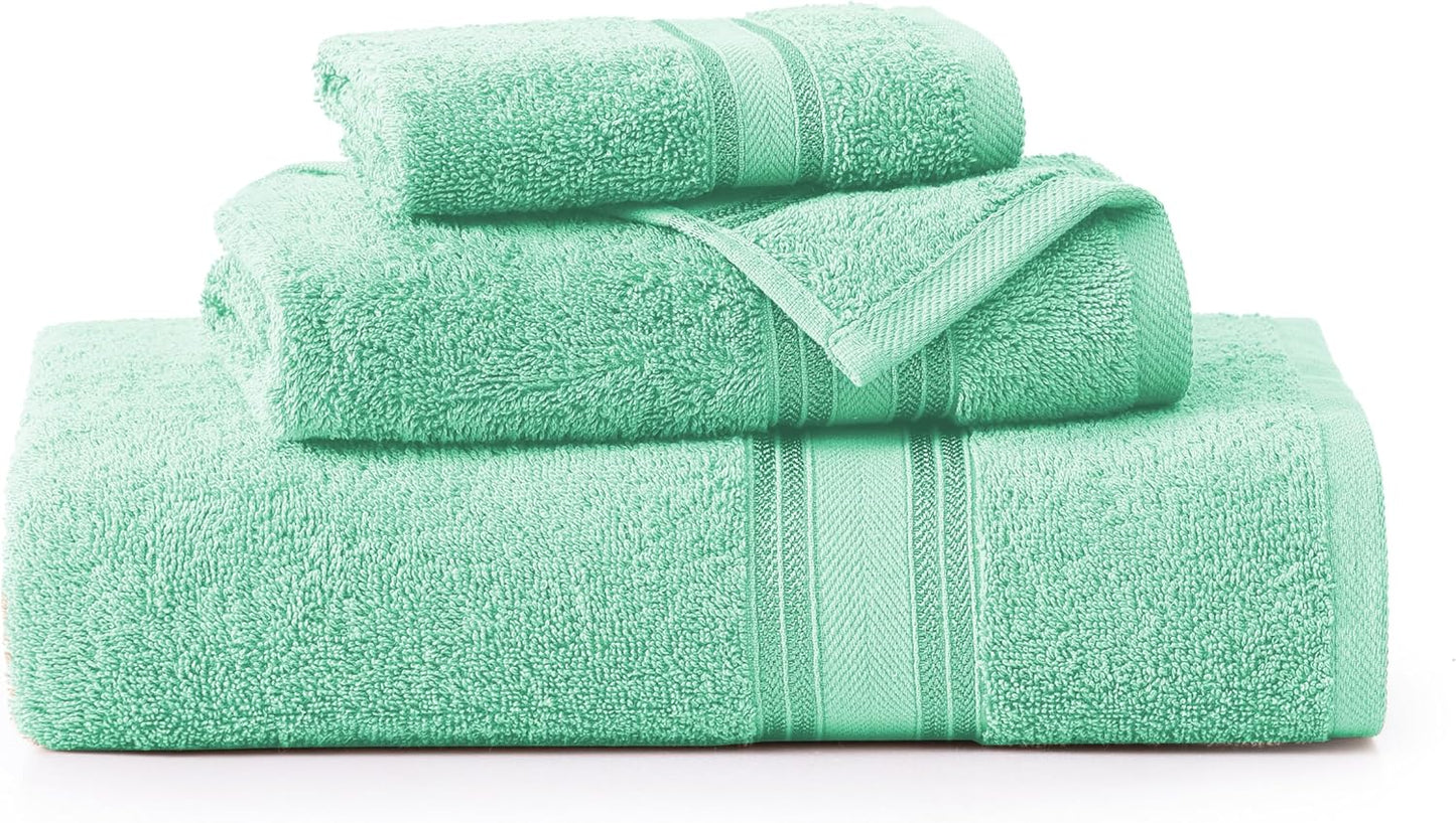 LANE LINEN Luxury Bath Towels Set - 3 Piece Set, 100% Cotton Bathroom Towels, Zero Twist, Quick Shower Towels, Absorbent Bath Towel, Super Soft, 1 Bath Towel, 1 Hand Towel, 1 Wash Cloths - Aqua Sky