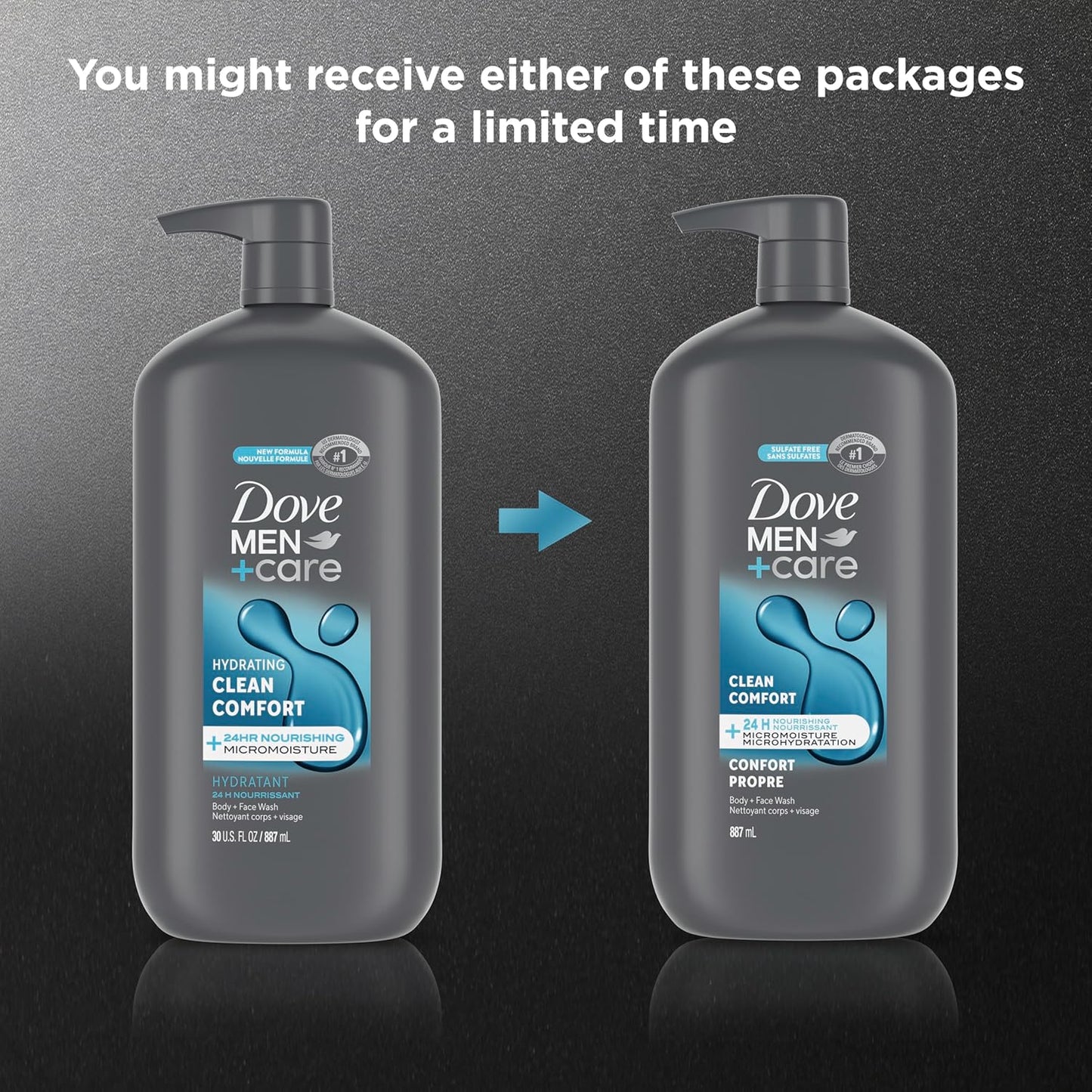 Dove Men+Care Body and Face Wash Hydrating Clean Comfort Men's Body Wash with 24-Hour Nourishing Micromoisture Technology 30 oz