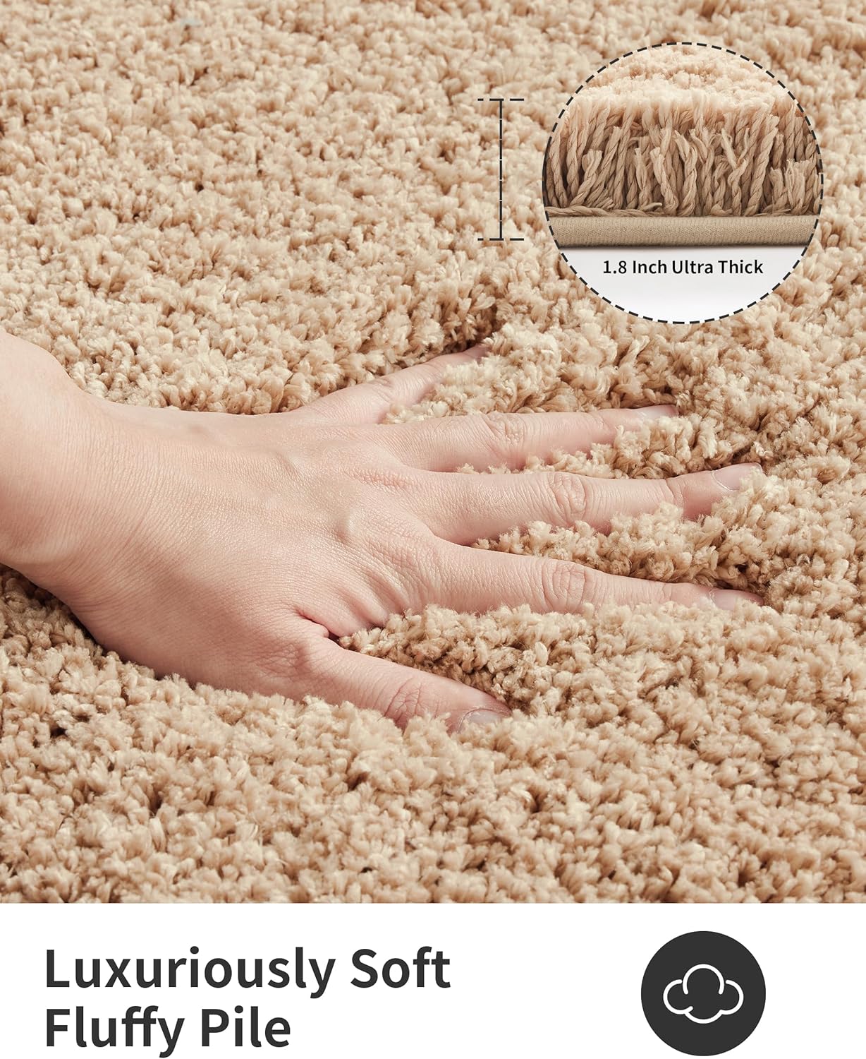 ILANGO Beige Bathroom Rugs 24" × 17" Small Non Slip & Super Absorbent Extra Thick Soft, Washable Bath Mat for Floor, Microfiber Plush Shaggy Bath Rug with Rubber for Bathtub Shower Room Sink