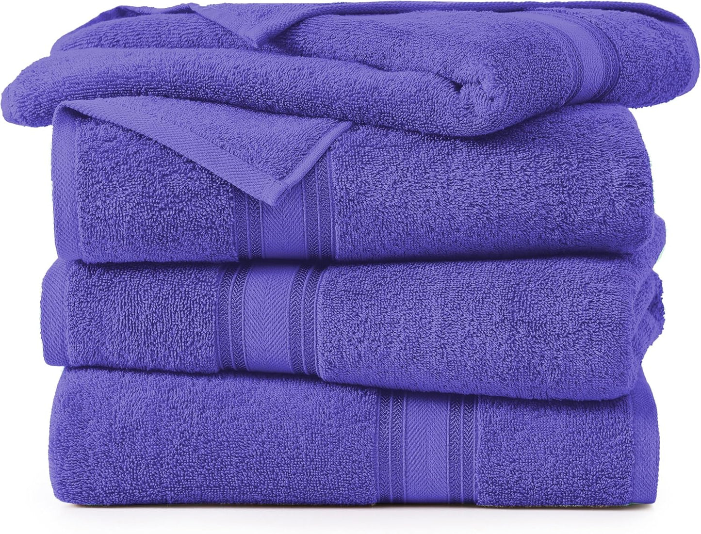 LANE LINEN 100% Cotton 4 Pack Bath Towels Set (30"x60") - Zero Twist, Large Cotton Towels for Bathroom - Quick Dry, Soft & Absorbent Bath Towel Set - Remains Fluffy After Multiple Washes - Blue Irish