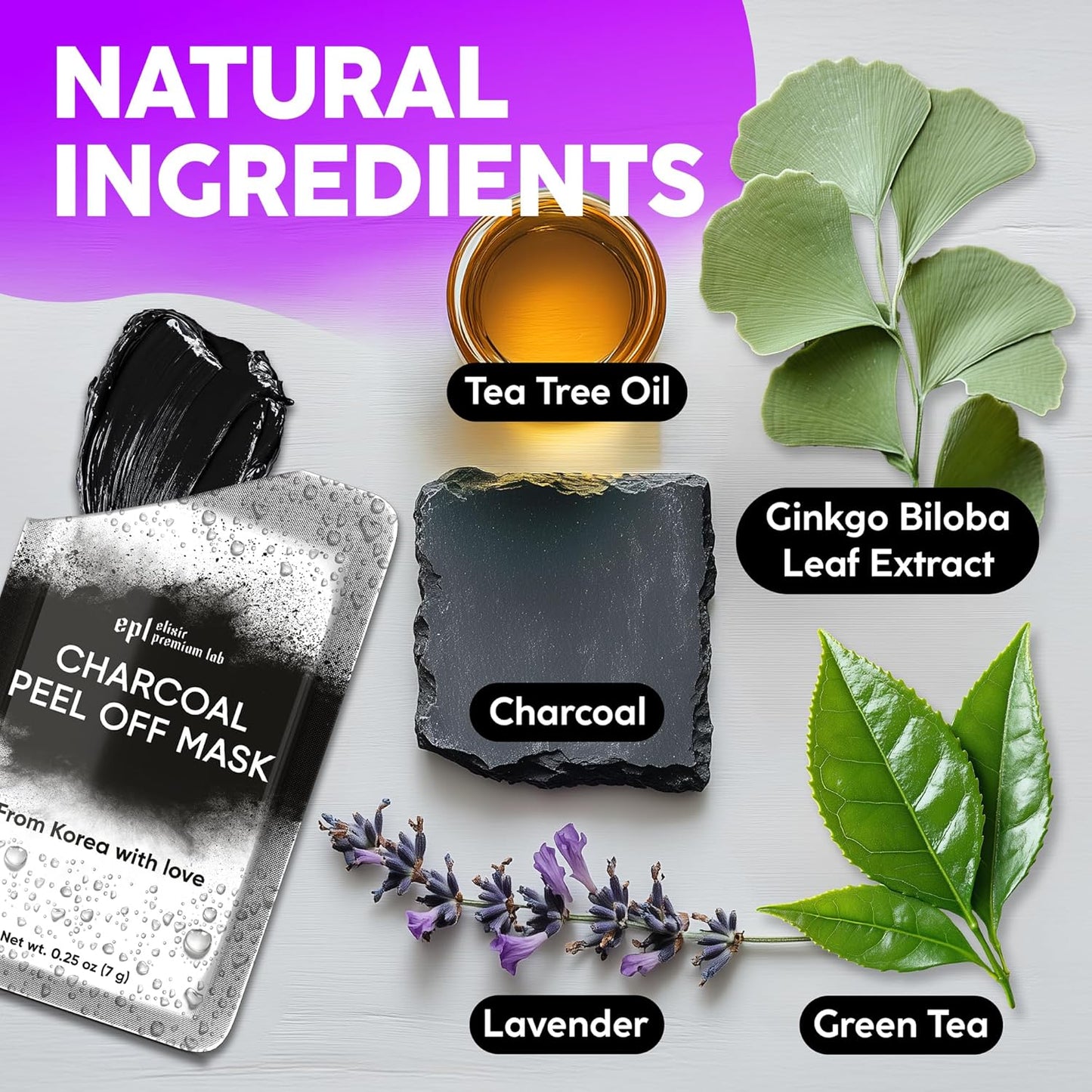 Korean Activated Charcoal Face Mask Peel Off - Blackhead Remover Mask - Facial Peeling & Nose Pore Cleaner - Black Head Remover for Face - Alternative to Pore Strips - Korean Skin Care Masks - 8 Pack